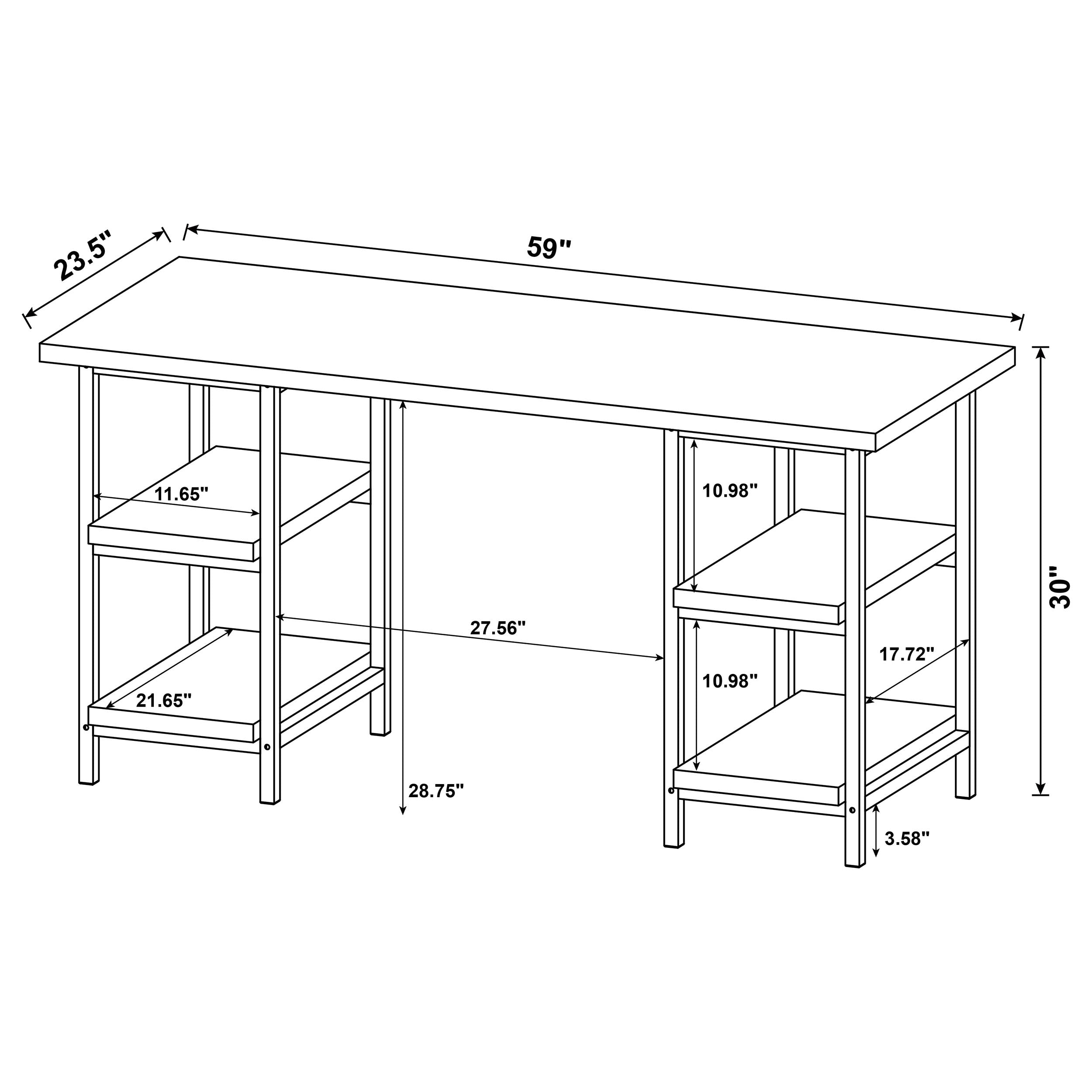 Kemper 59-inch 4-shelf Writing Desk Weathered Brown — view 4