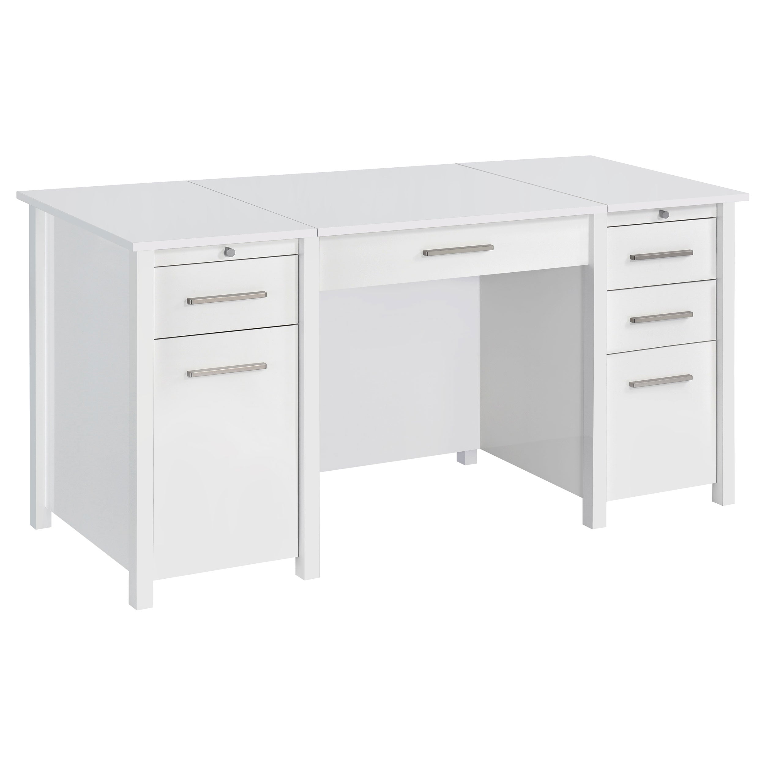 Dylan 60-inch 4-drawer Lift Top Office Desk White High Gloss — view 1