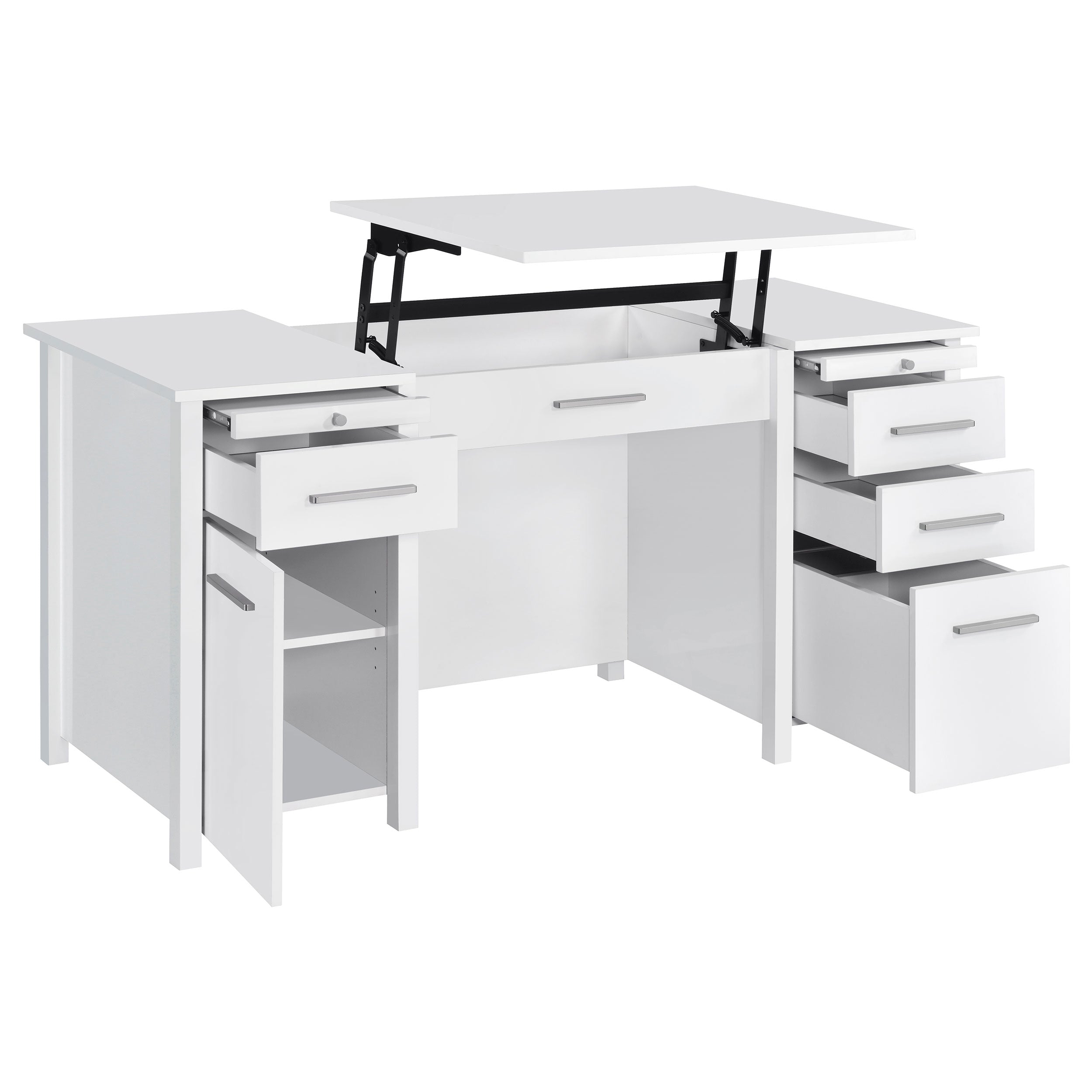 Dylan 60-inch 4-drawer Lift Top Office Desk White High Gloss — view 4