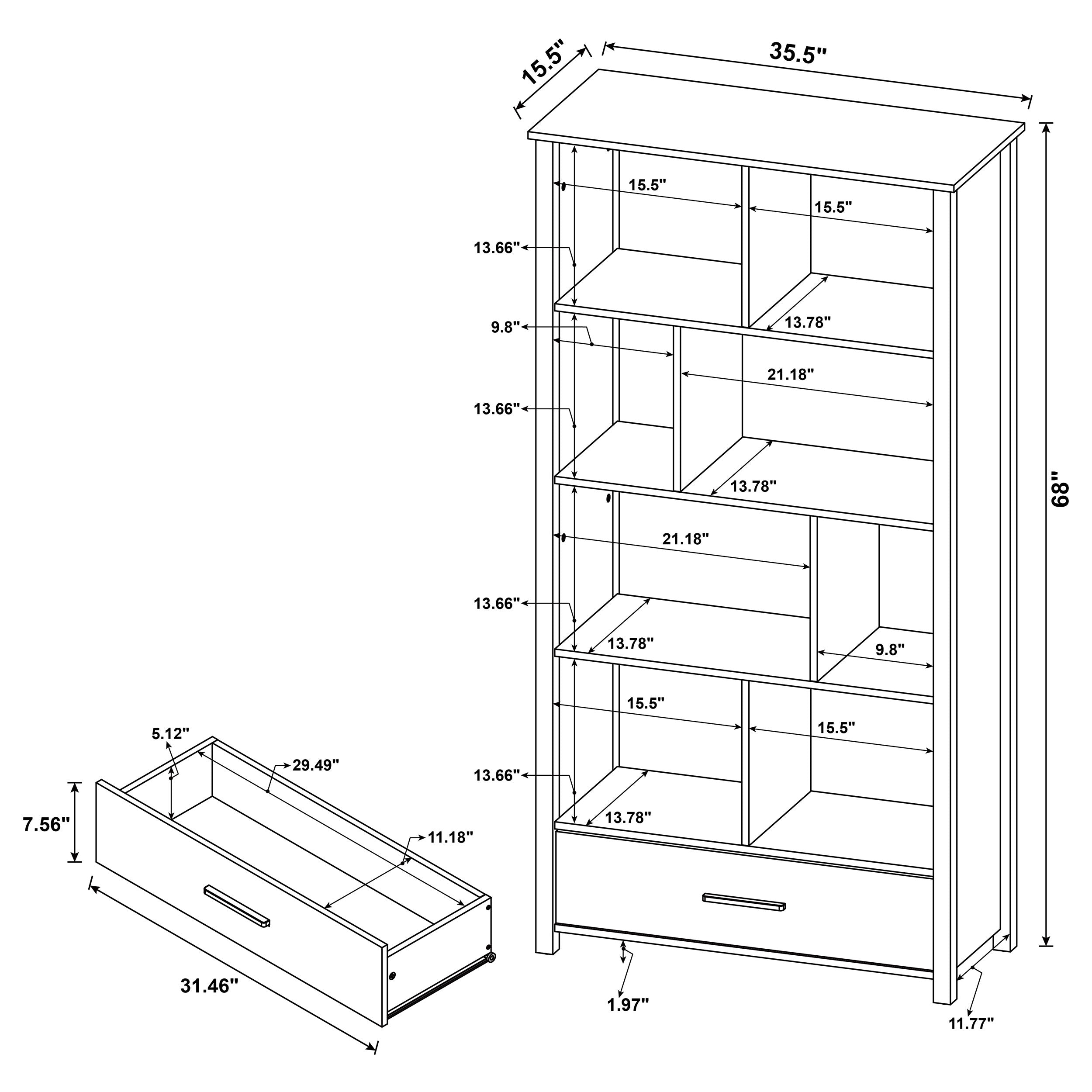 Dylan 68-inch 4-shelf Storage Bookshelf White High Gloss — view 9