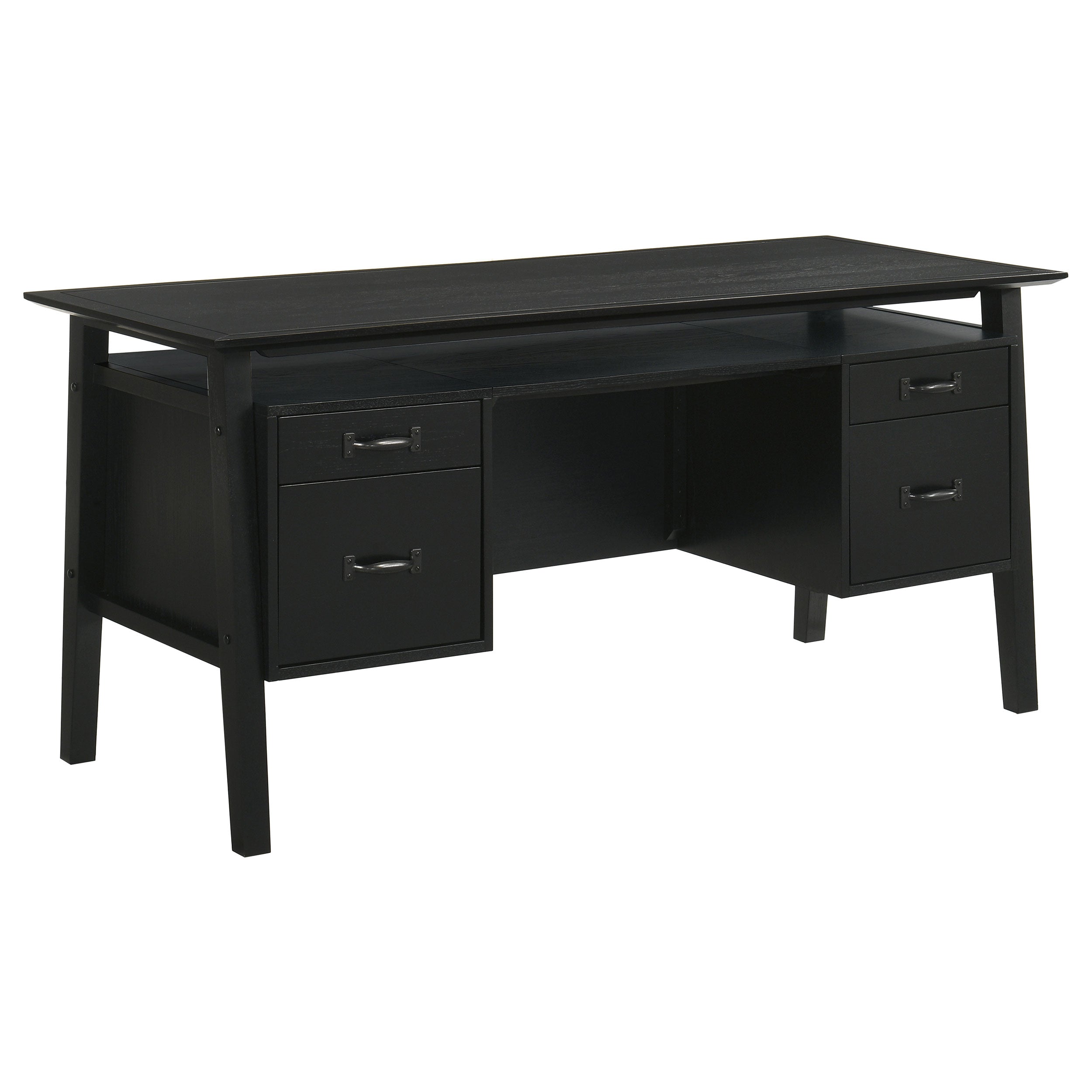Goodson 64-inch 4-Drawer Double Pedestal Computer Desk Black — view 4