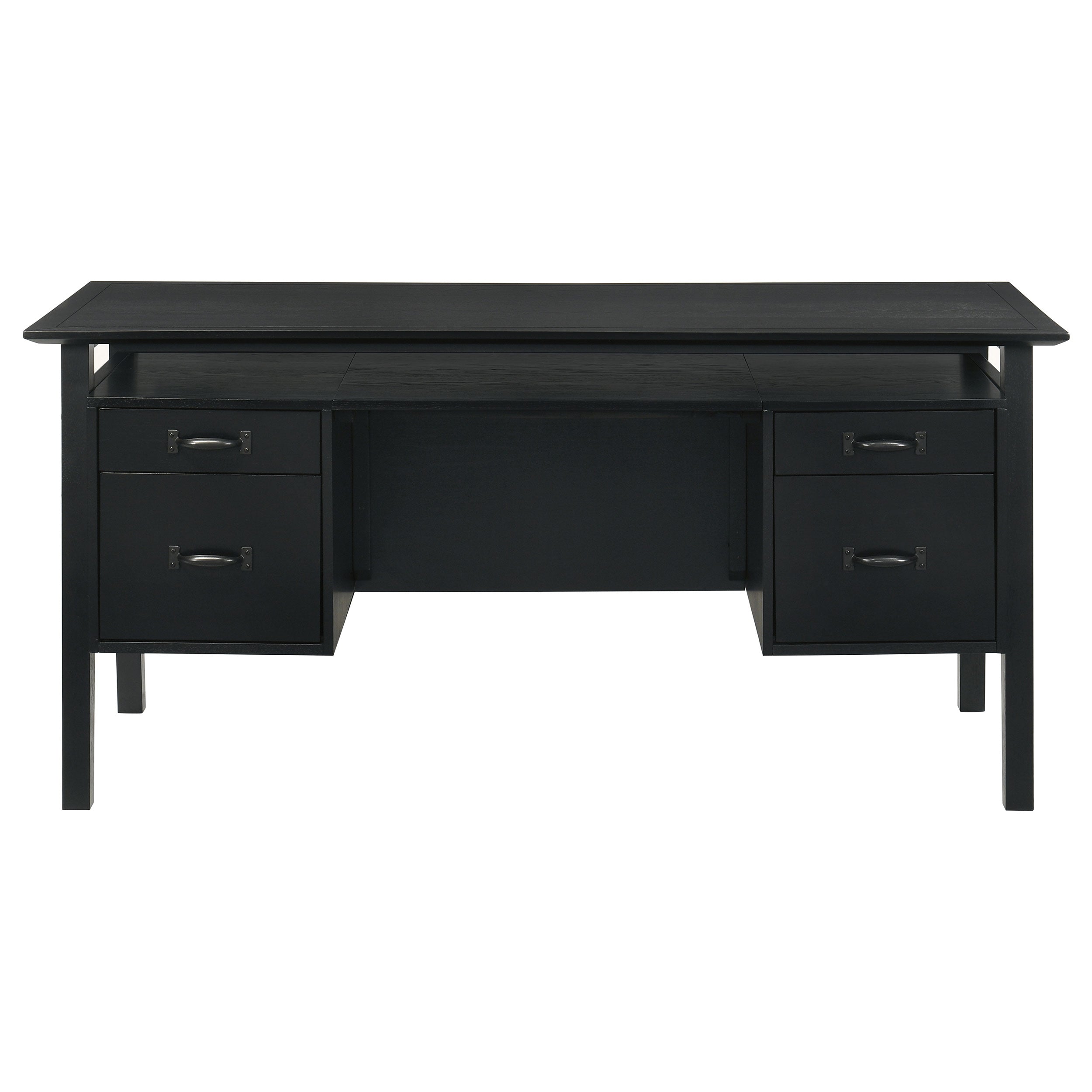 Goodson 64-inch 4-Drawer Double Pedestal Computer Desk Black — view 5