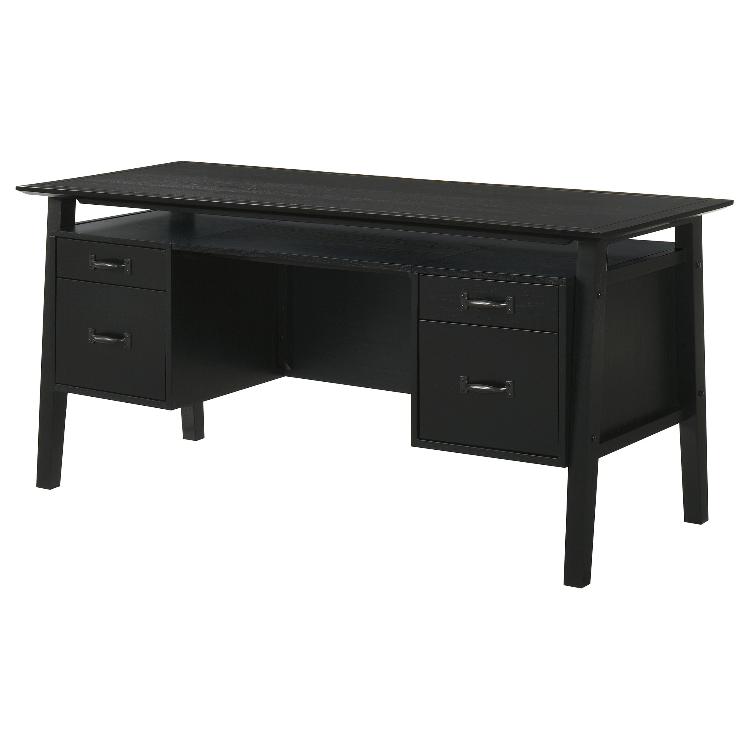 Goodson 64-inch 4-Drawer Double Pedestal Computer Desk Black — view 6
