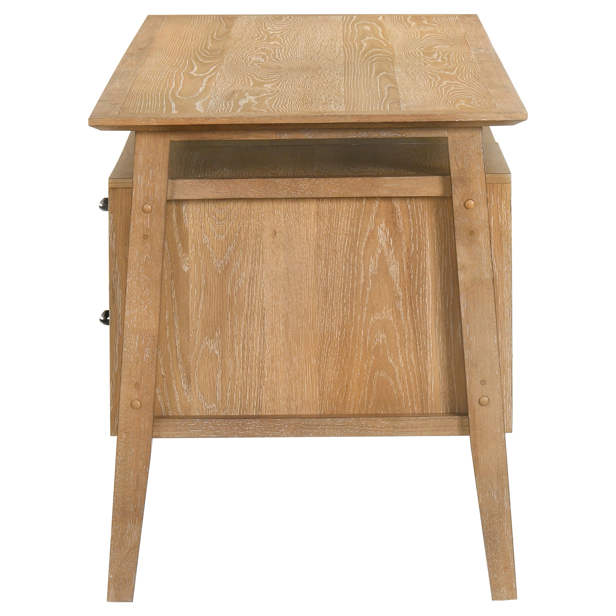 Goodson 64-inch 4-Drawer Double Pedestal Computer Desk Distressed Light Brown — view 7