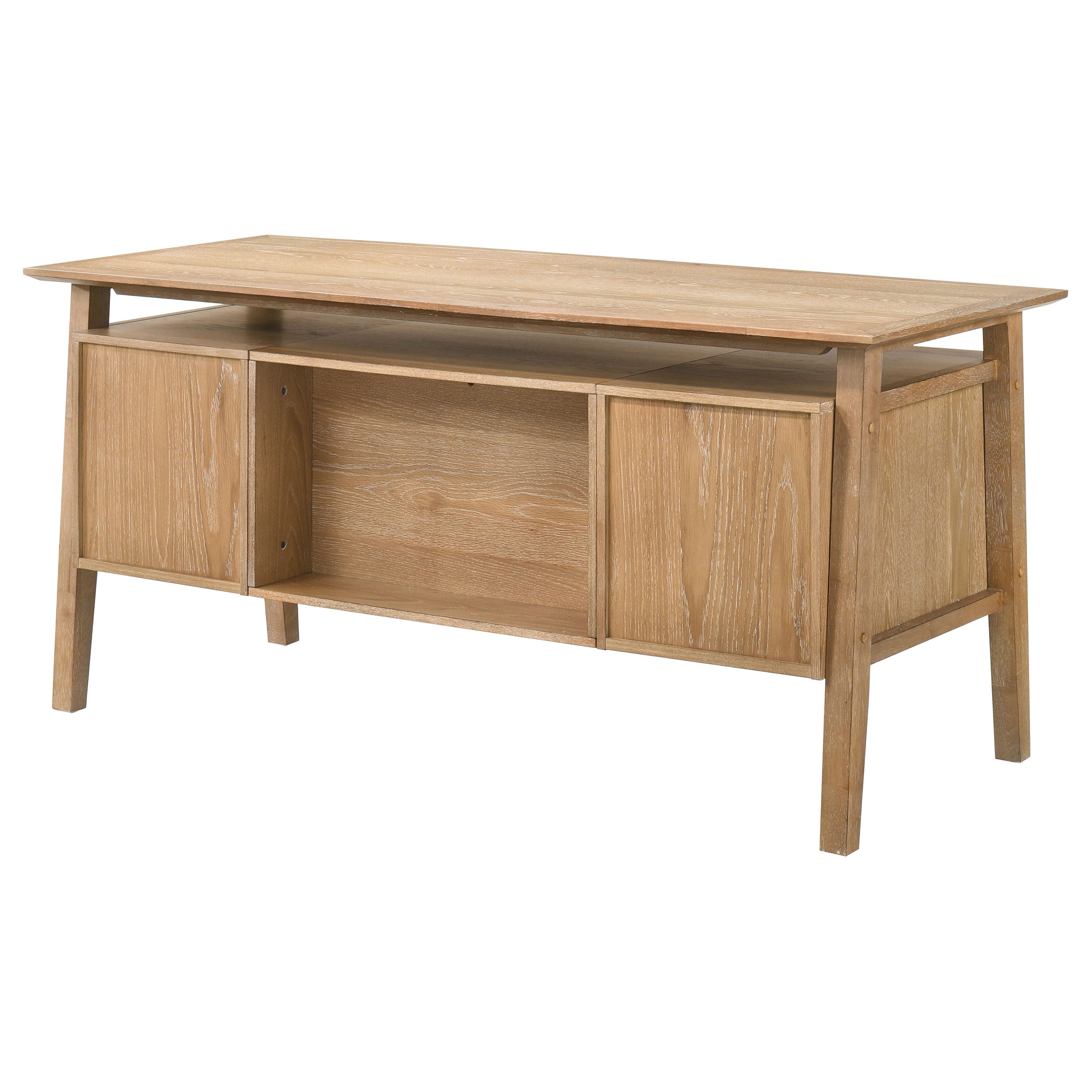 Goodson 64-inch 4-Drawer Double Pedestal Computer Desk Distressed Light Brown — view 10