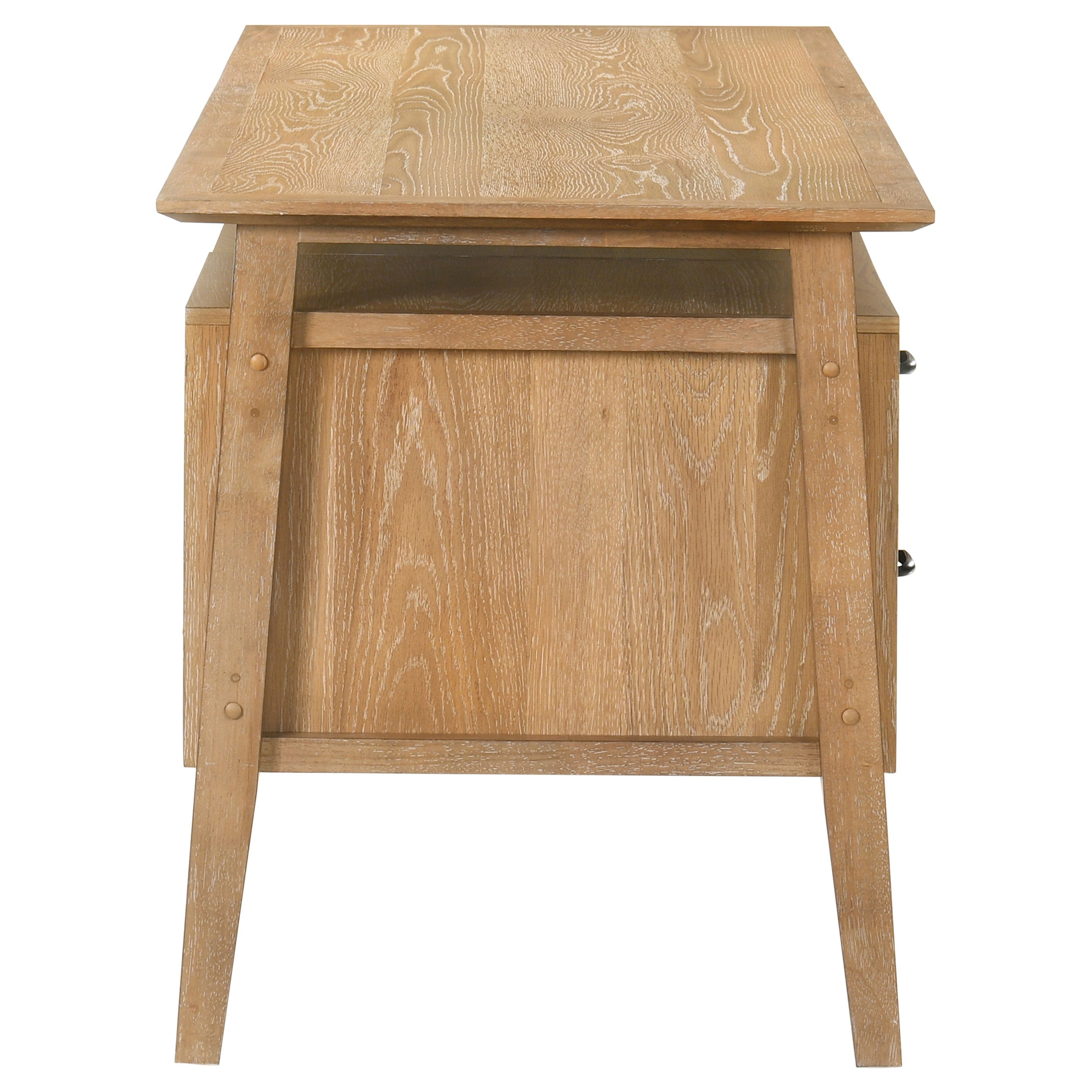 Goodson 64-inch 4-Drawer Double Pedestal Computer Desk Distressed Light Brown — view 11