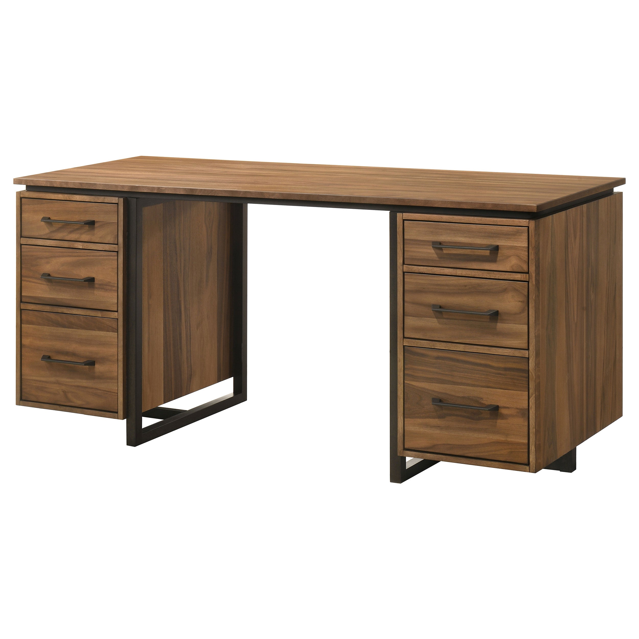 Berhalter 6-Drawer Double Pedestal File Computer Desk — view 6