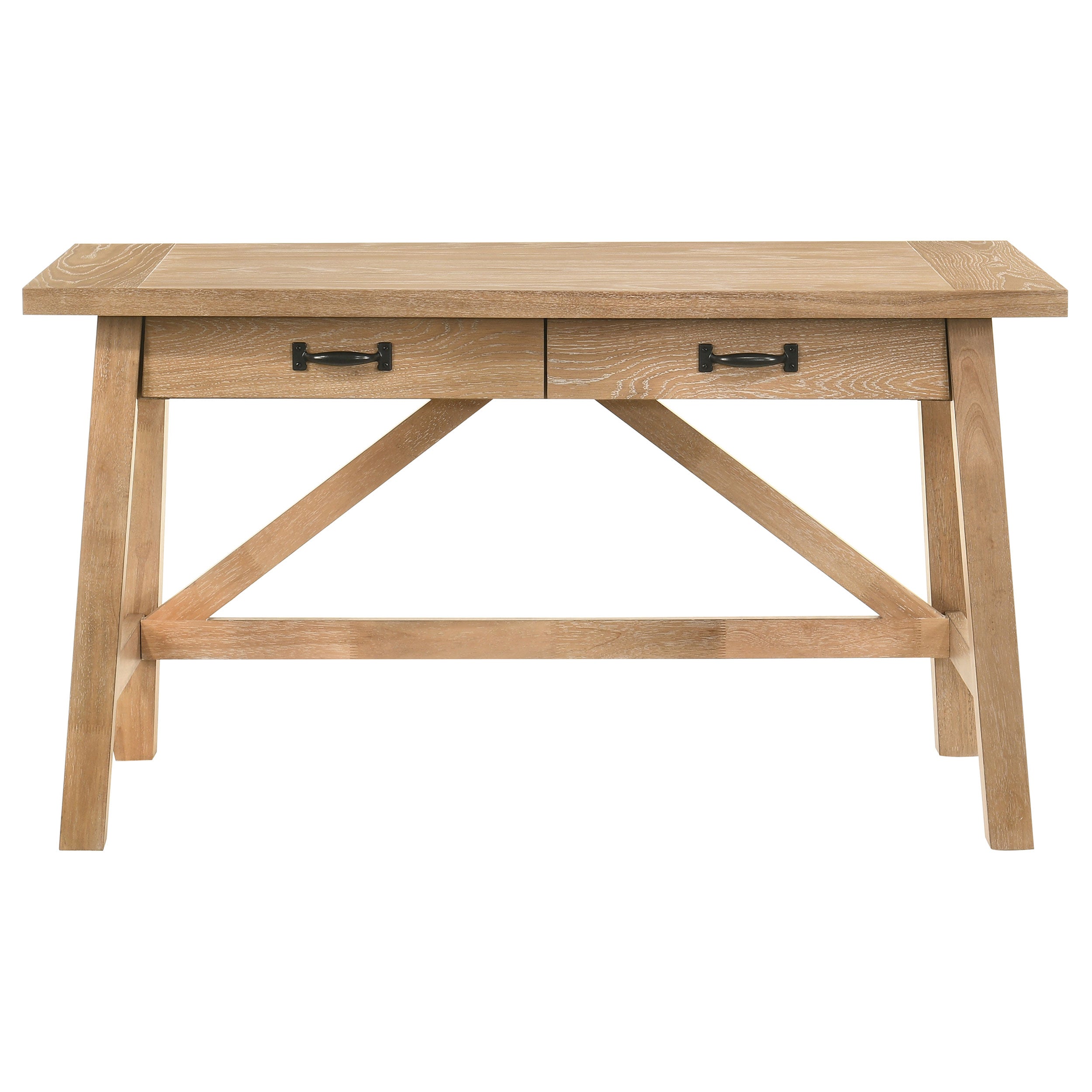 Fabian 54-inch 2-drawer Computer Writing Desk Distressed Light Brown — view 5