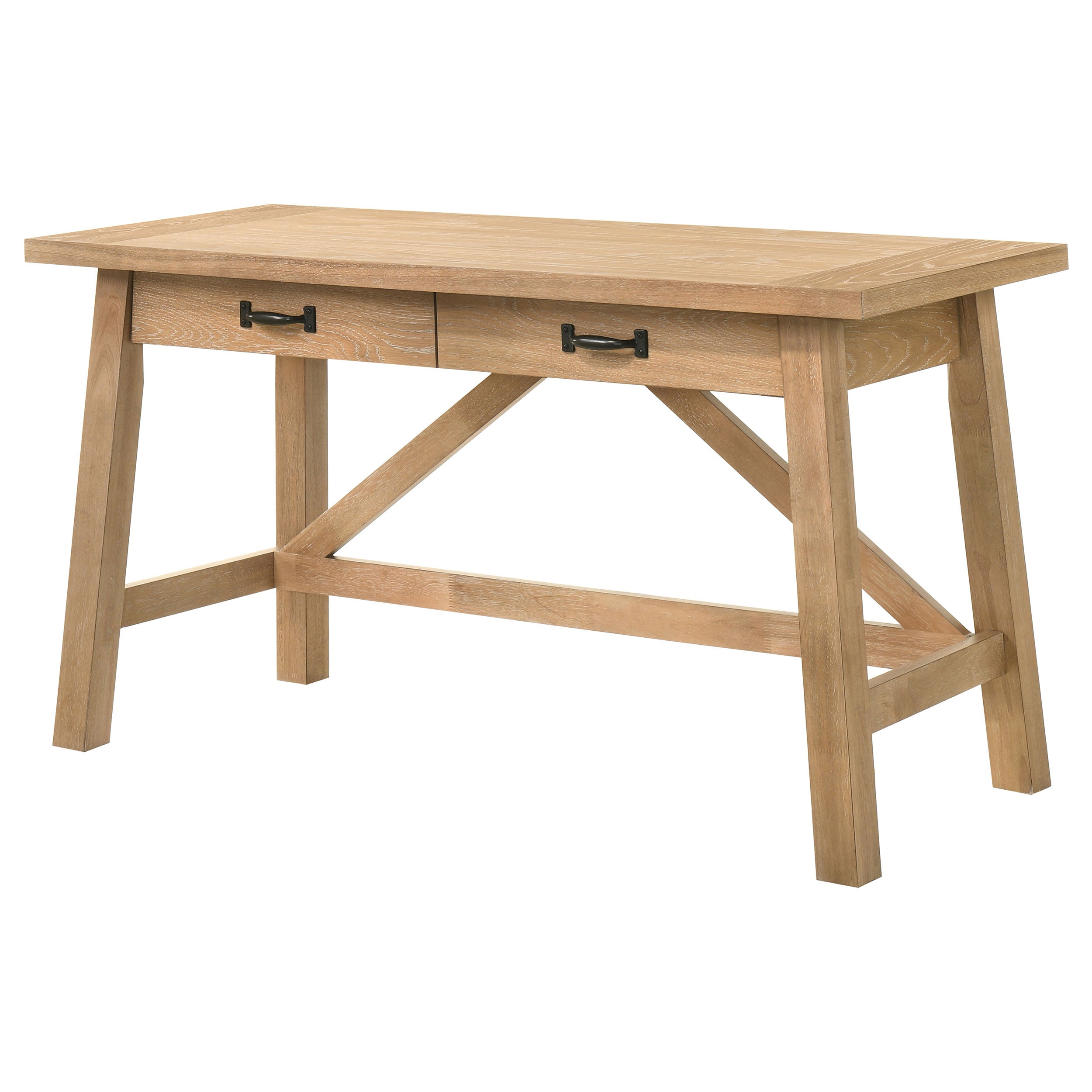 Fabian 54-inch 2-drawer Computer Writing Desk Distressed Light Brown — view 6