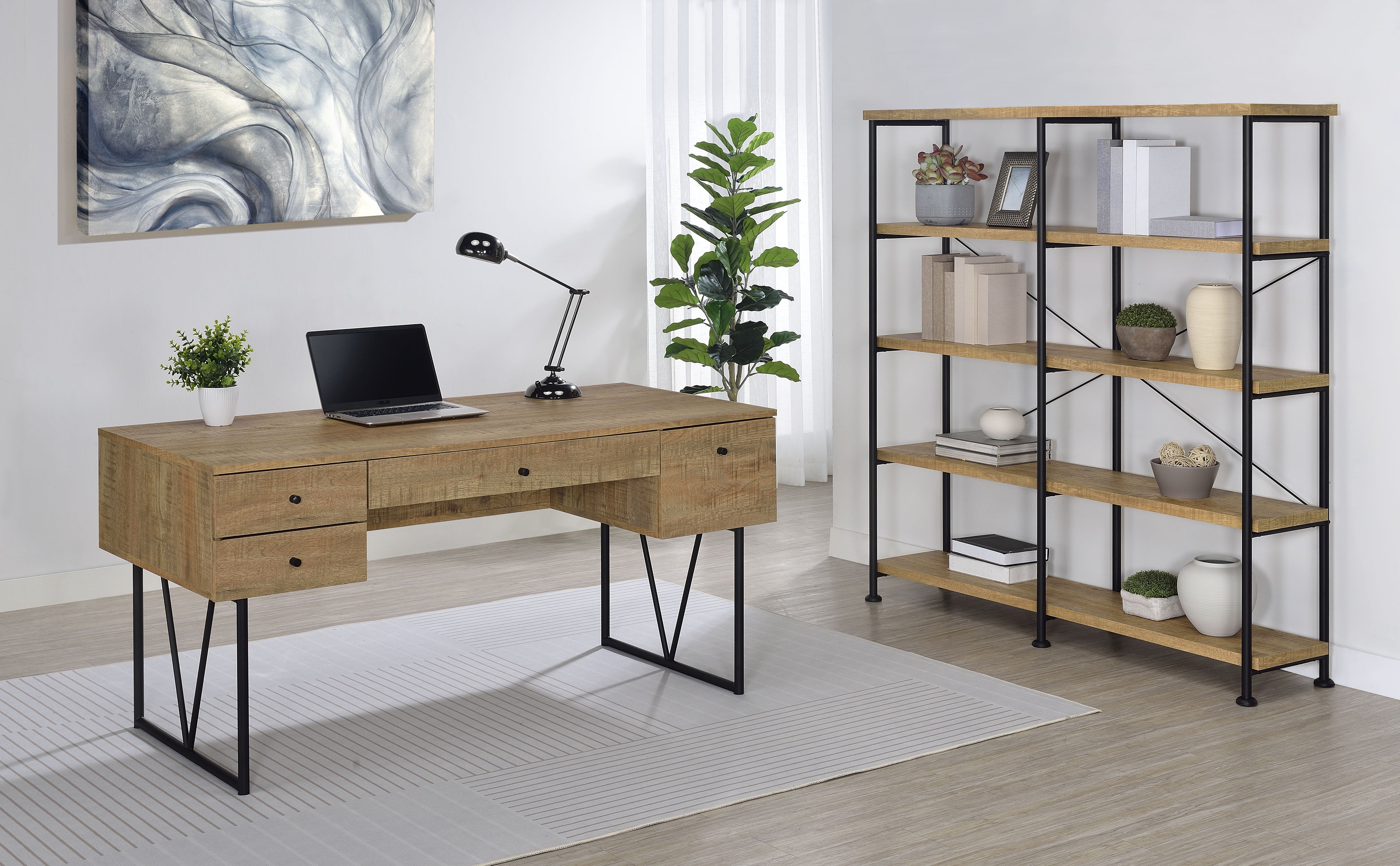 Analiese 63-inch 4-shelf Double Bookshelf Mango — view 11