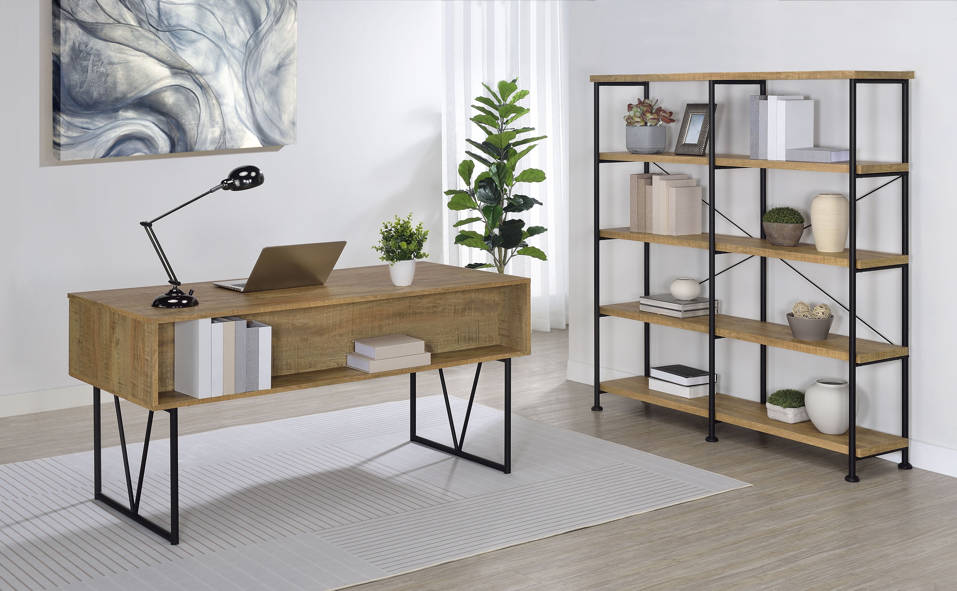 Analiese 63-inch 4-shelf Double Bookshelf Mango — view 12