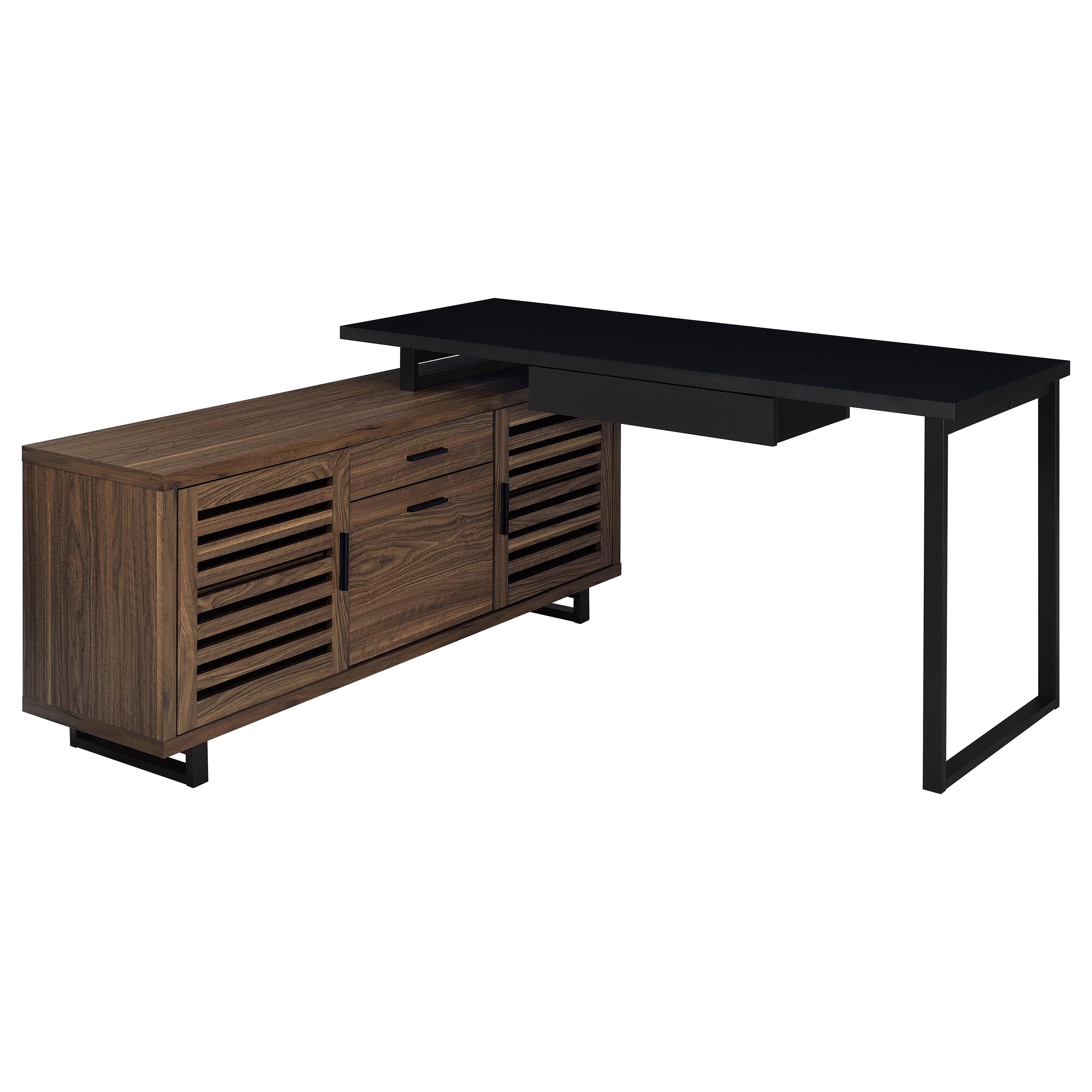 Maddox 60-inch L-Shape Office Computer Desk Black and Walnut — view 4