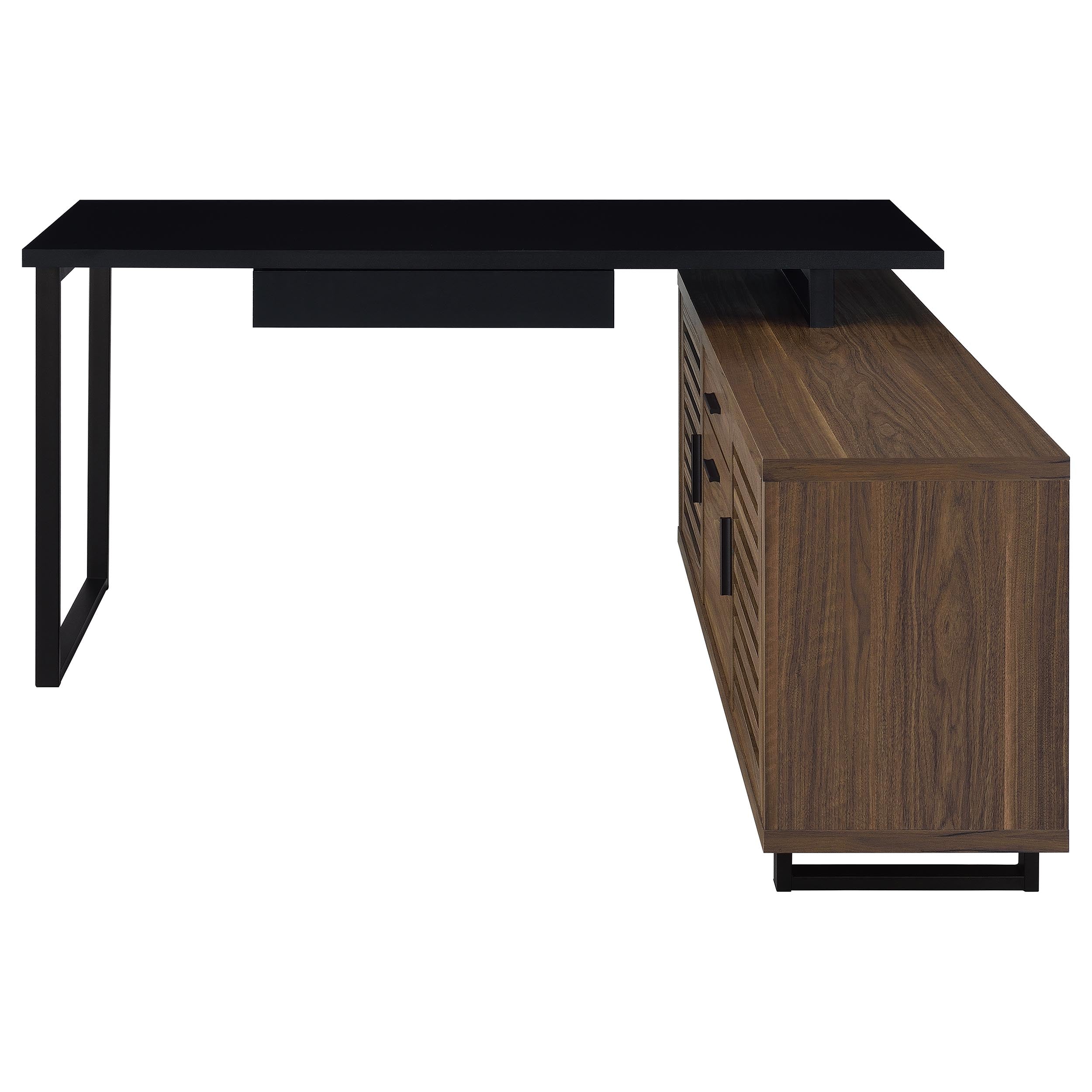 Maddox 60-inch L-Shape Office Computer Desk Black and Walnut — view 5