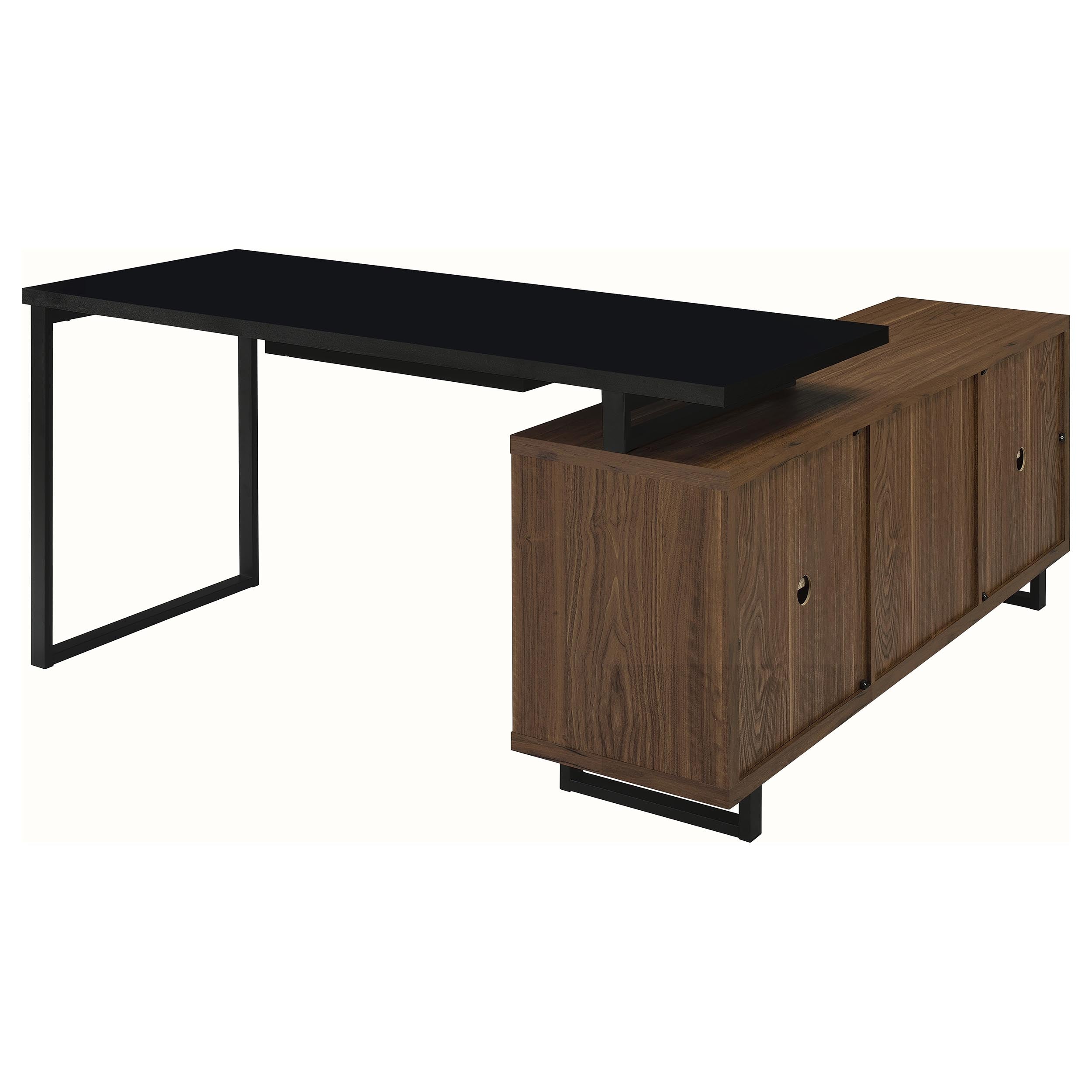 Maddox 60-inch L-Shape Office Computer Desk Black and Walnut — view 6