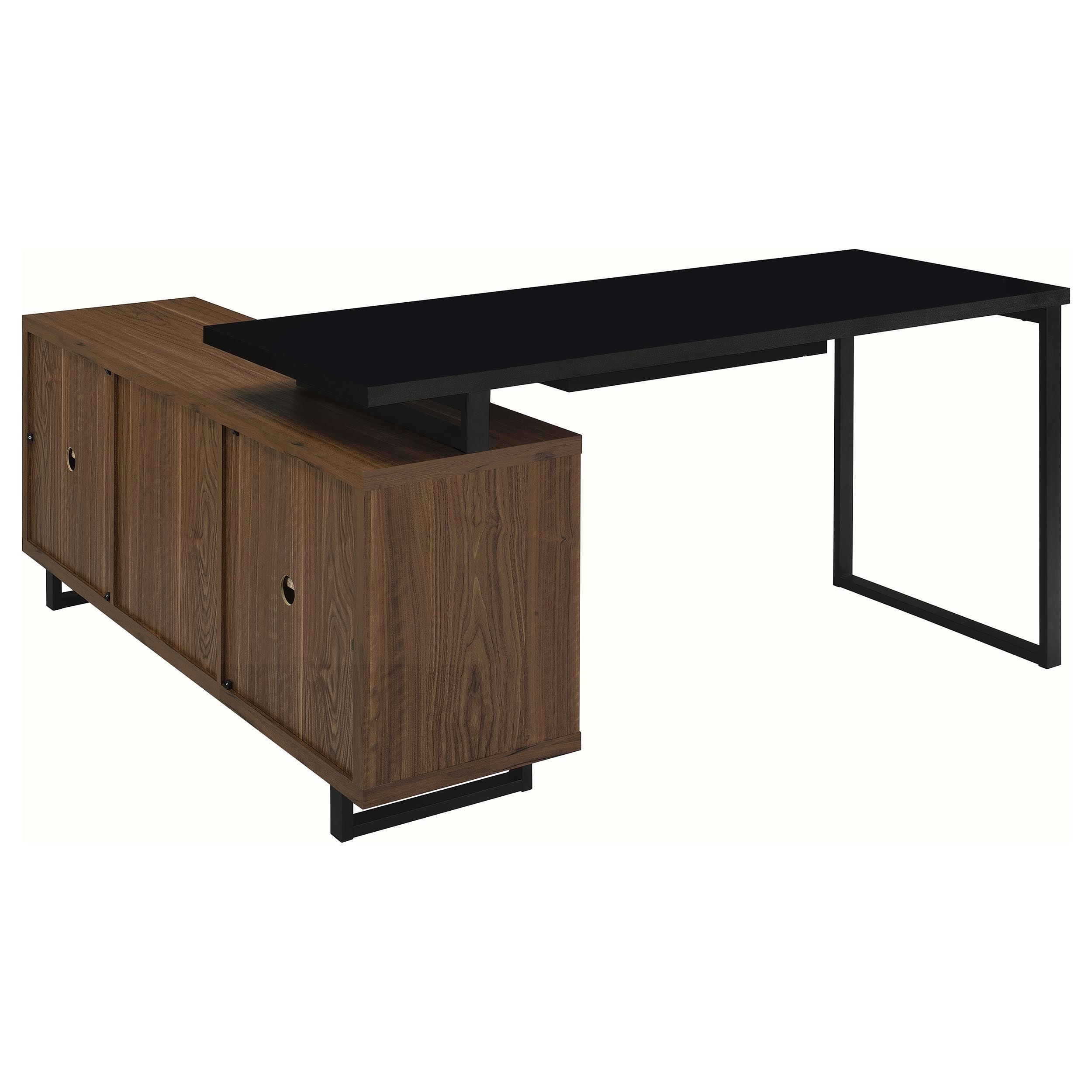 Maddox 60-inch L-Shape Office Computer Desk Black and Walnut — view 8
