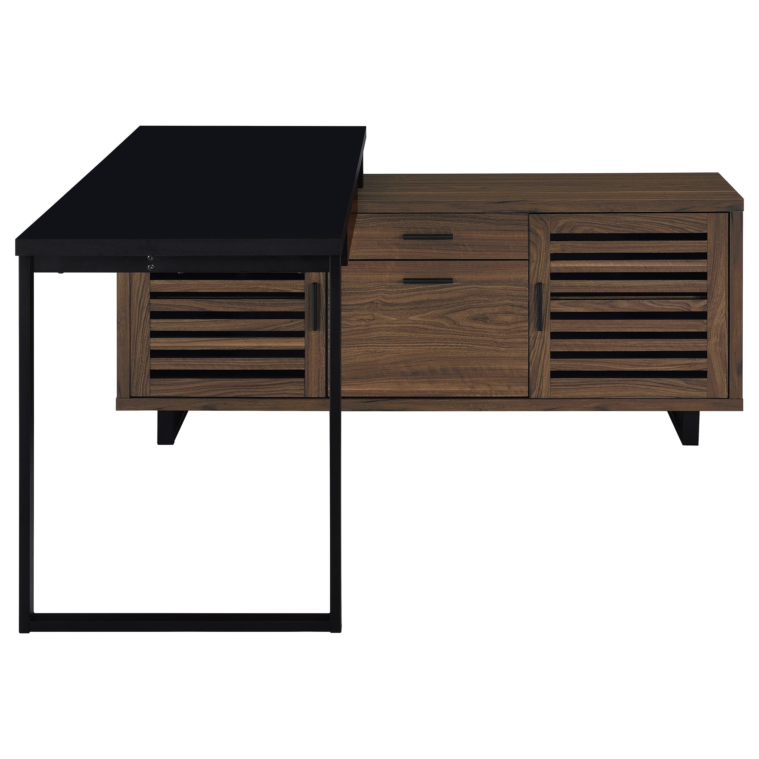 Maddox 60-inch L-Shape Office Computer Desk Black and Walnut — view 10