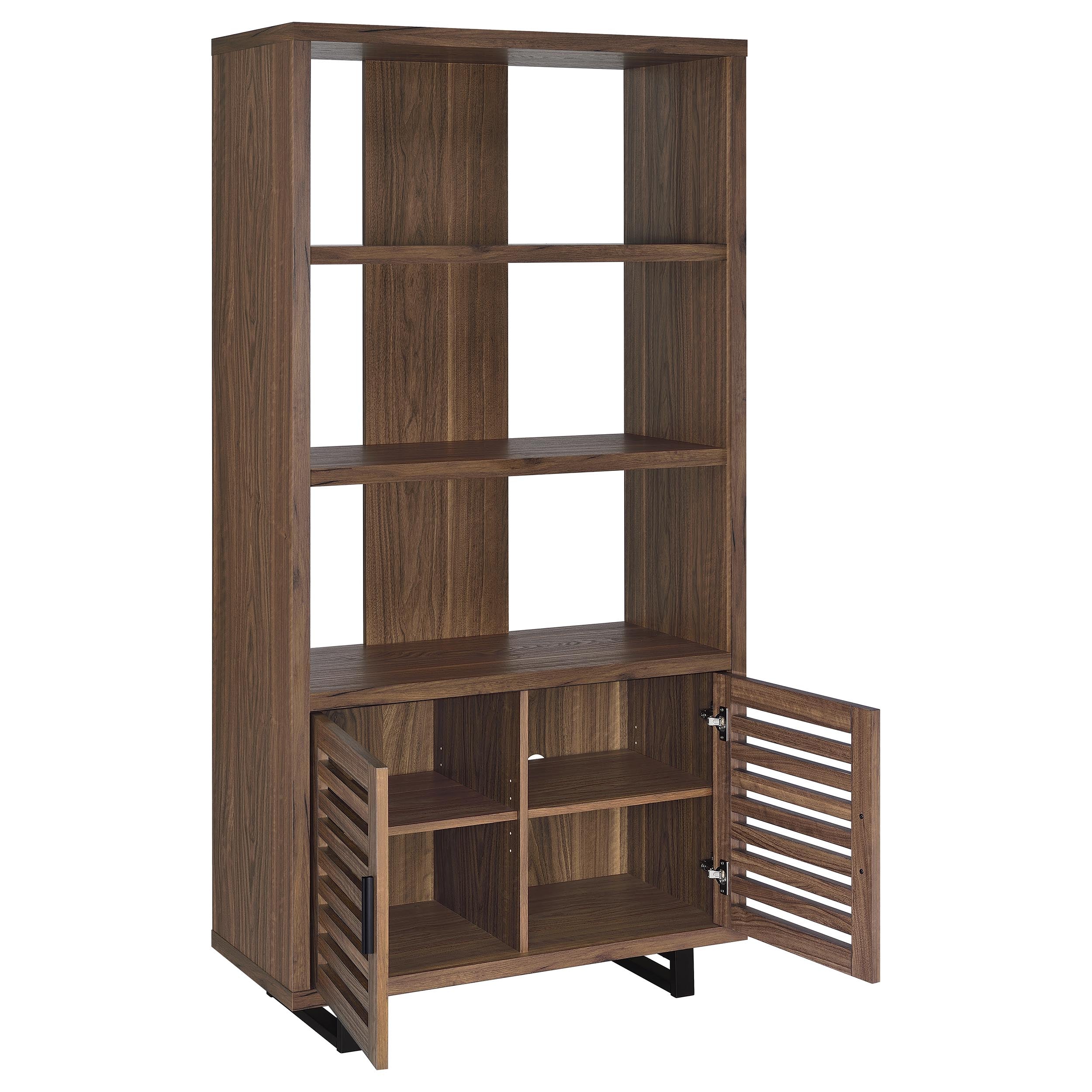 Maddox 71-inch 3-shelf Cabinet Bookcase Walnut — view 3