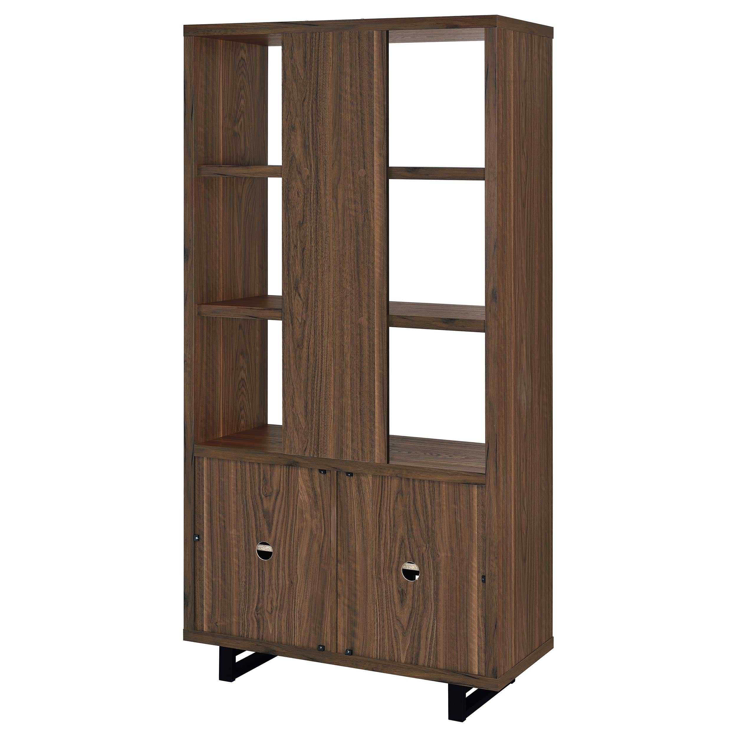 Maddox 71-inch 3-shelf Cabinet Bookcase Walnut — view 9