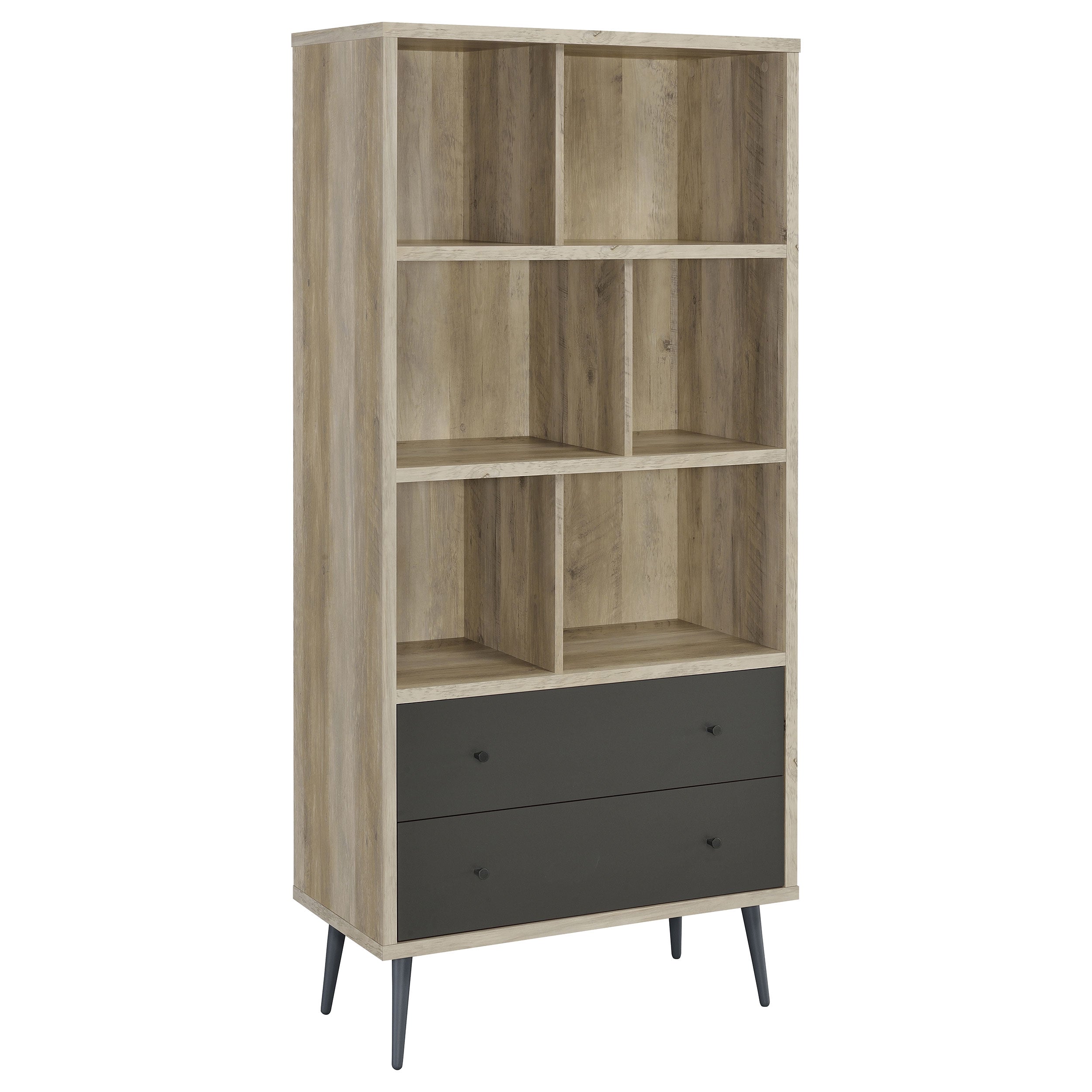 Maeve 70-inch 3-shelf Bookcase with Drawers Distressed Pine — view 1