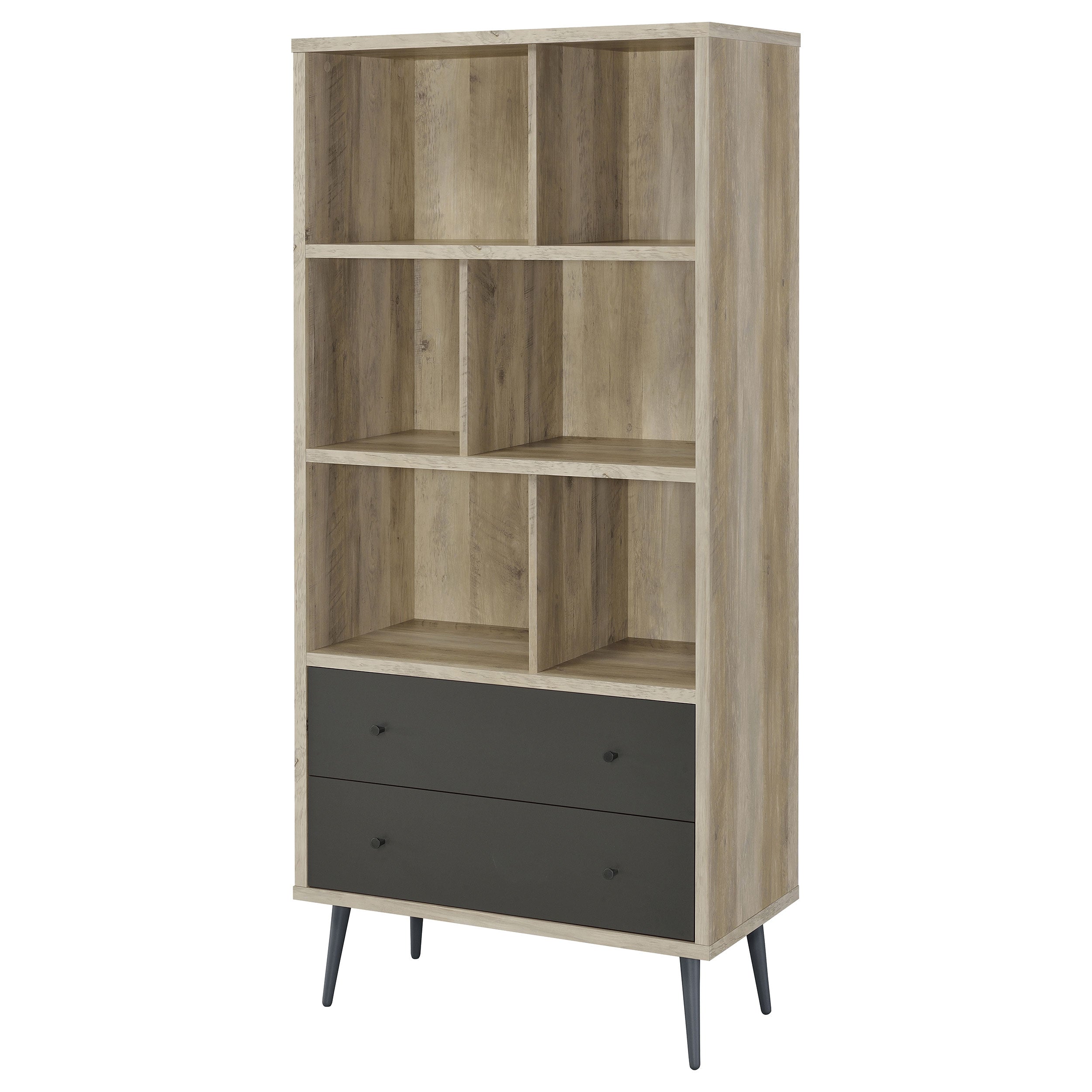 Maeve 70-inch 3-shelf Bookcase with Drawers Distressed Pine — view 5
