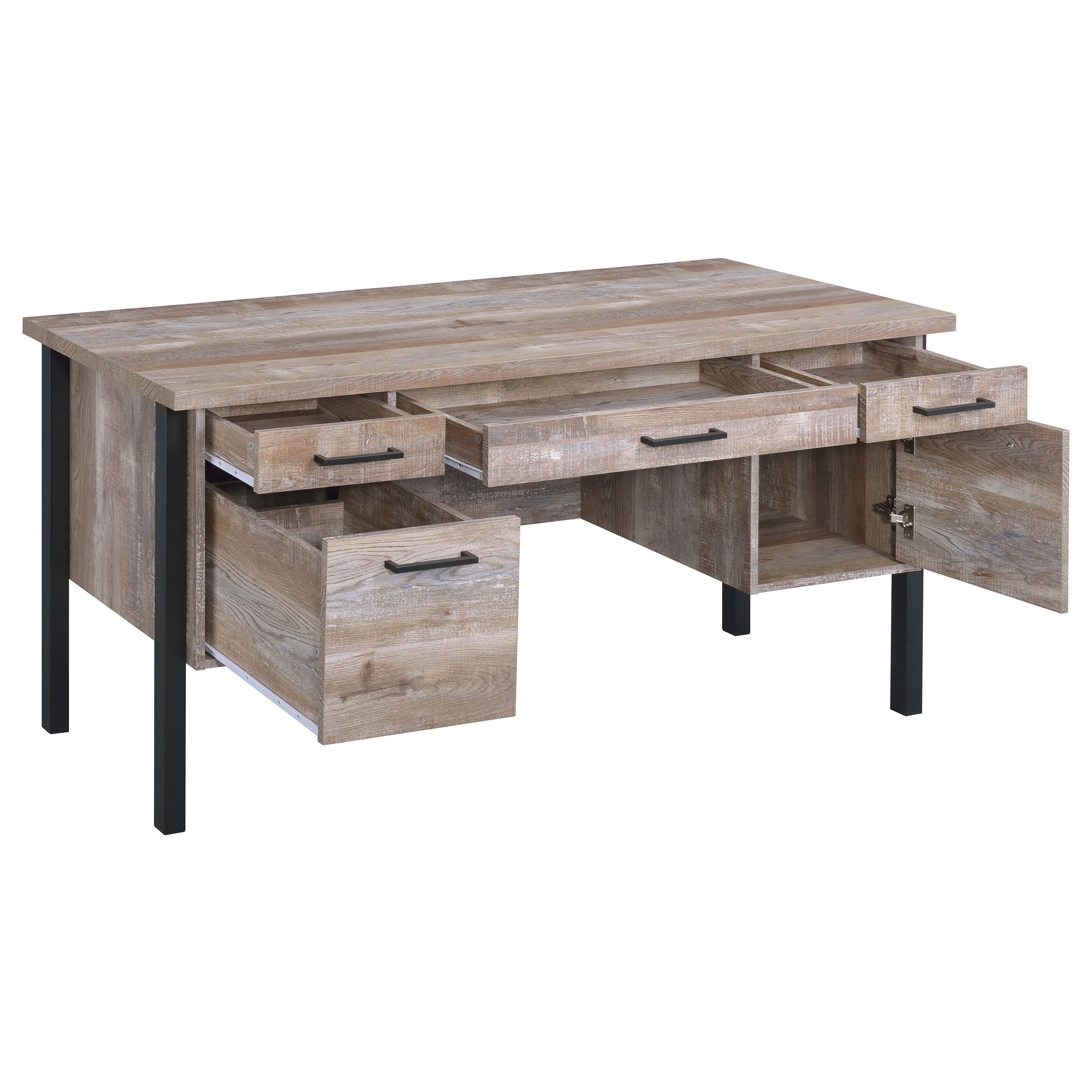 Samson 60-inch 4-drawer Office Computer Desk Weathered Oak — view 3