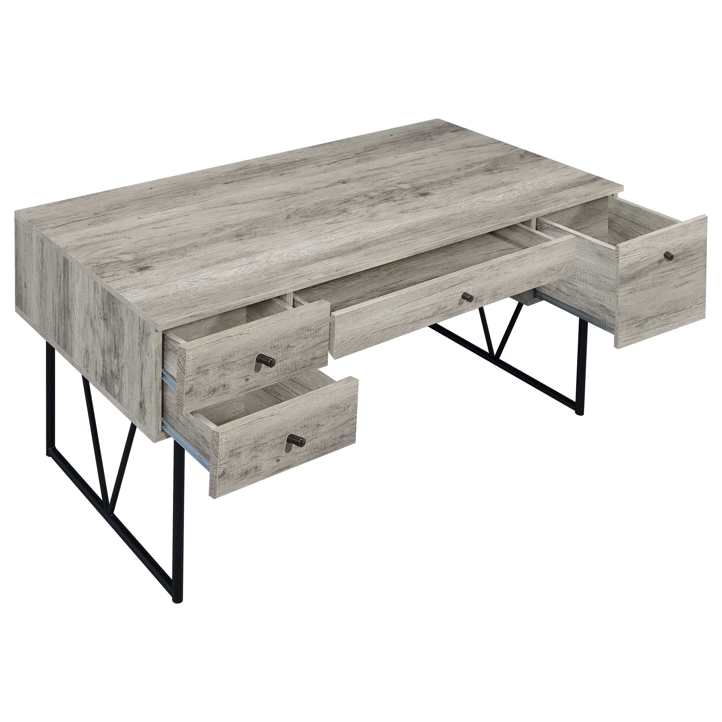 Analiese 63-inch 4-drawer Writing Desk Grey Driftwood — view 4