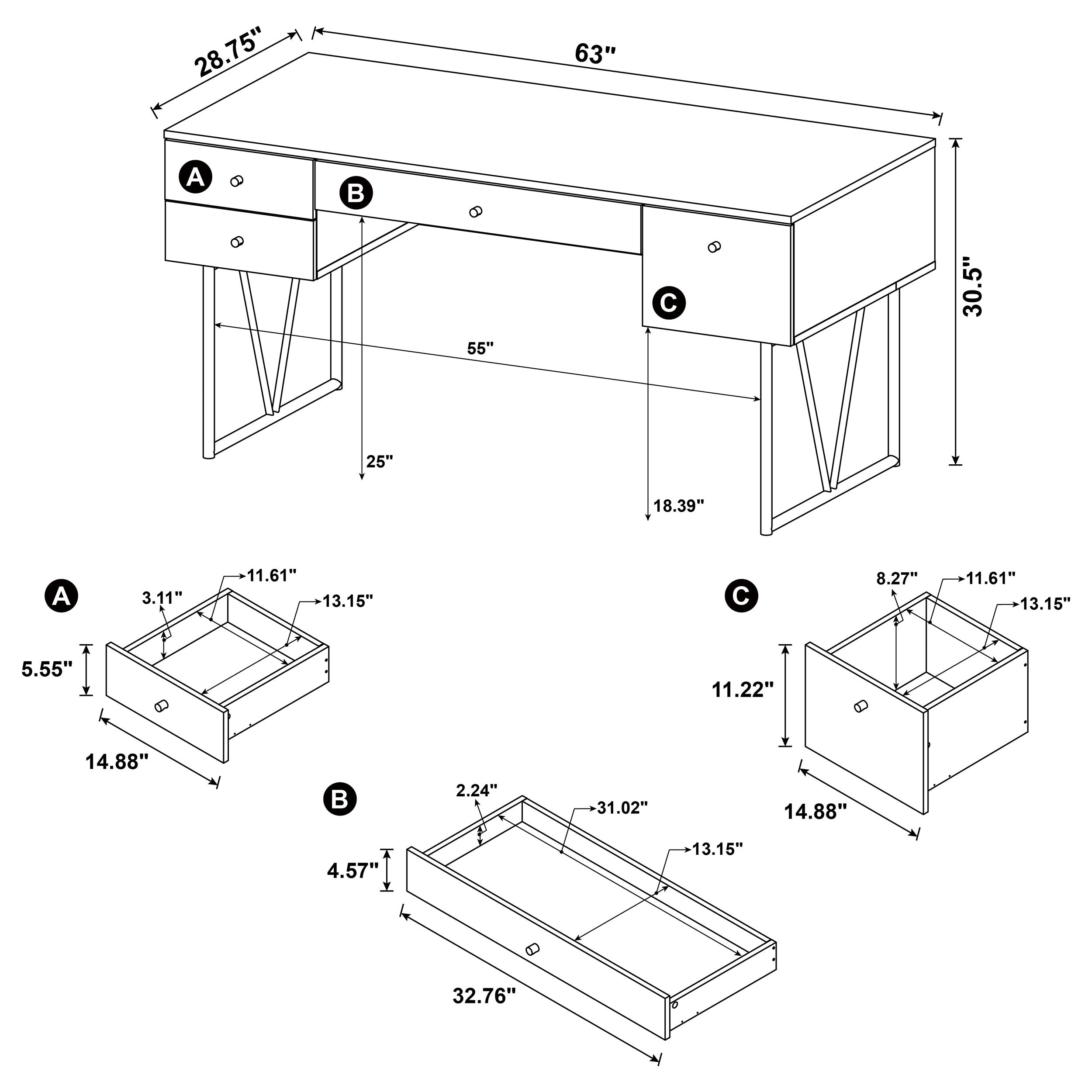 Analiese 63-inch 4-drawer Writing Desk Grey Driftwood — view 10