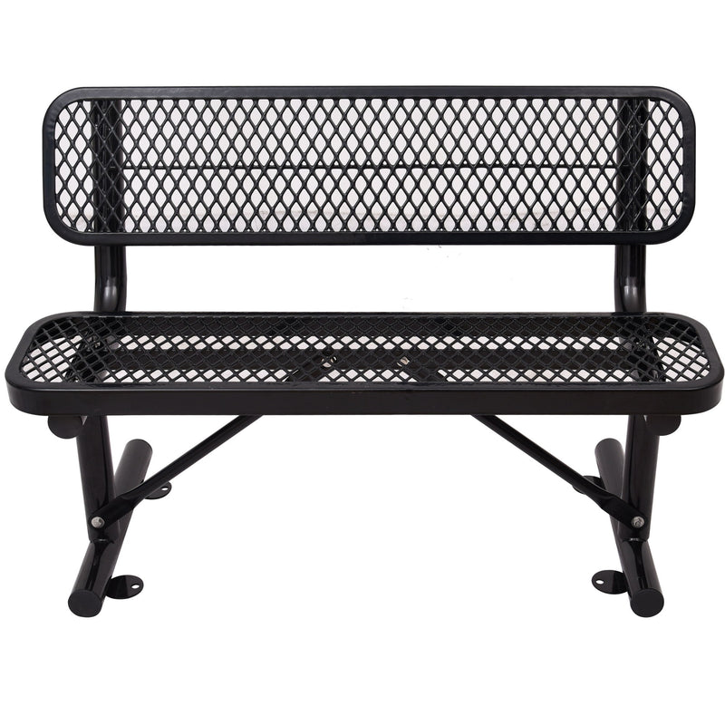 6' Outdoor Steel Bench With Backrest