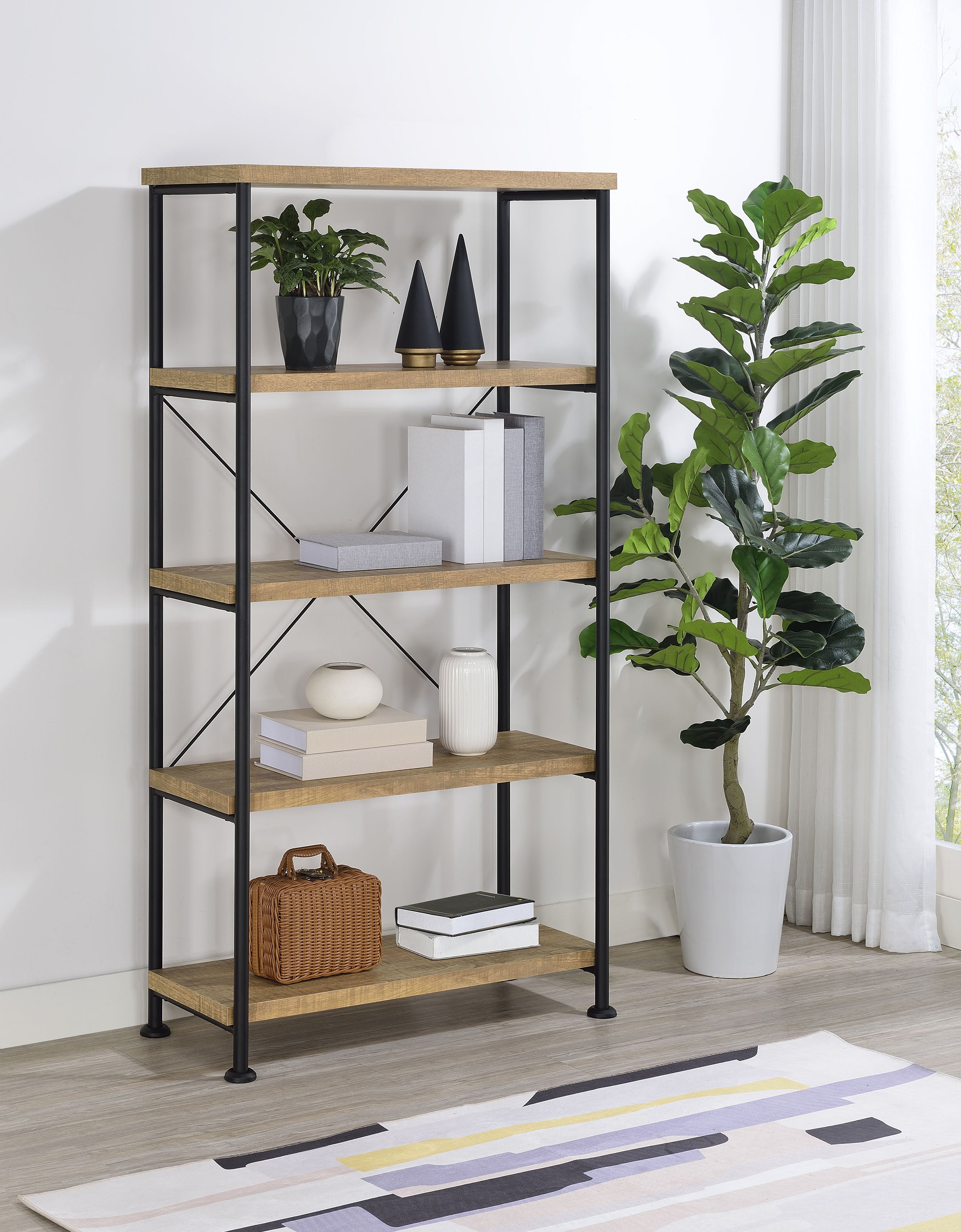 Analiese 63-inch 4-shelf Bookshelf Mango — view 2