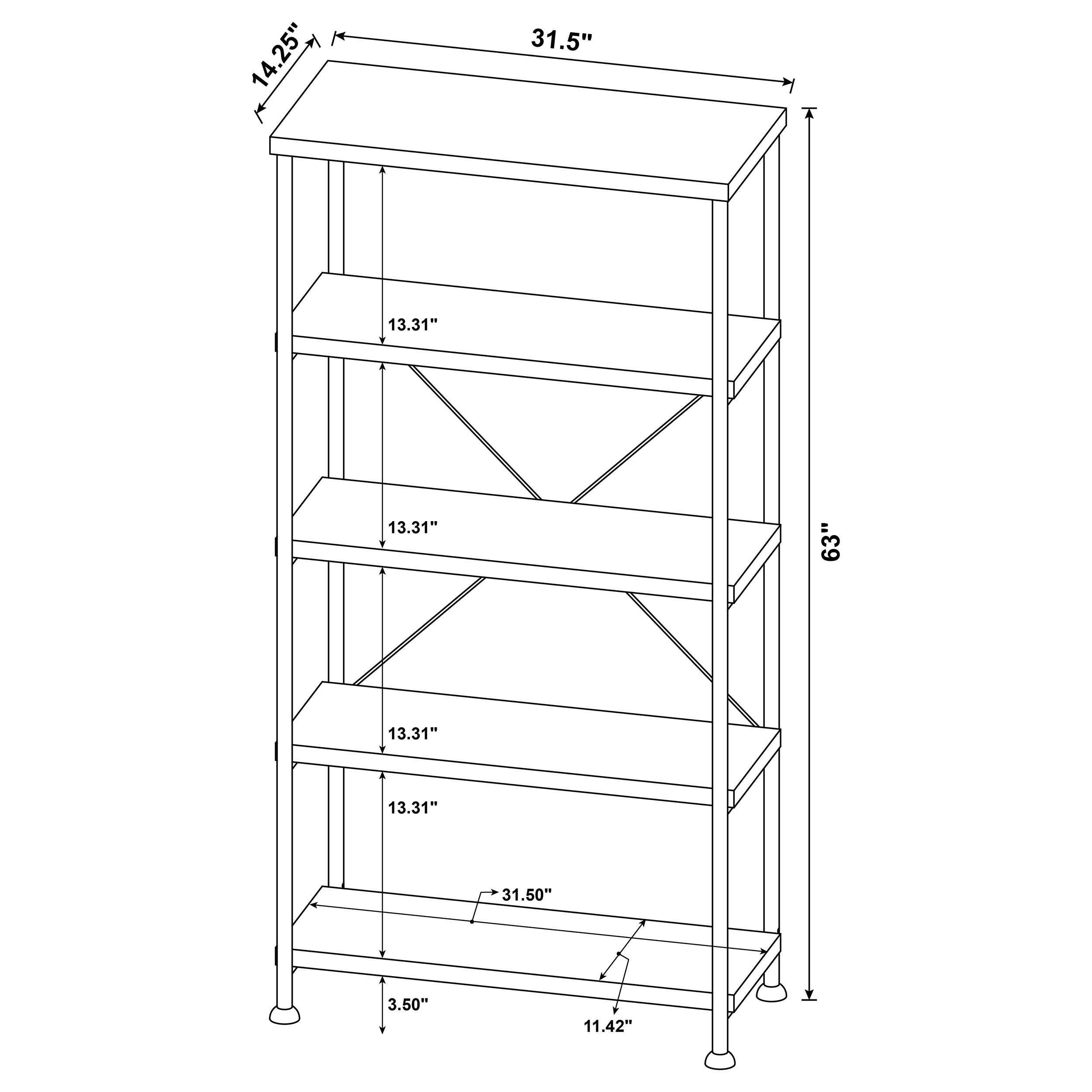 Analiese 63-inch 4-shelf Bookshelf Mango — view 10