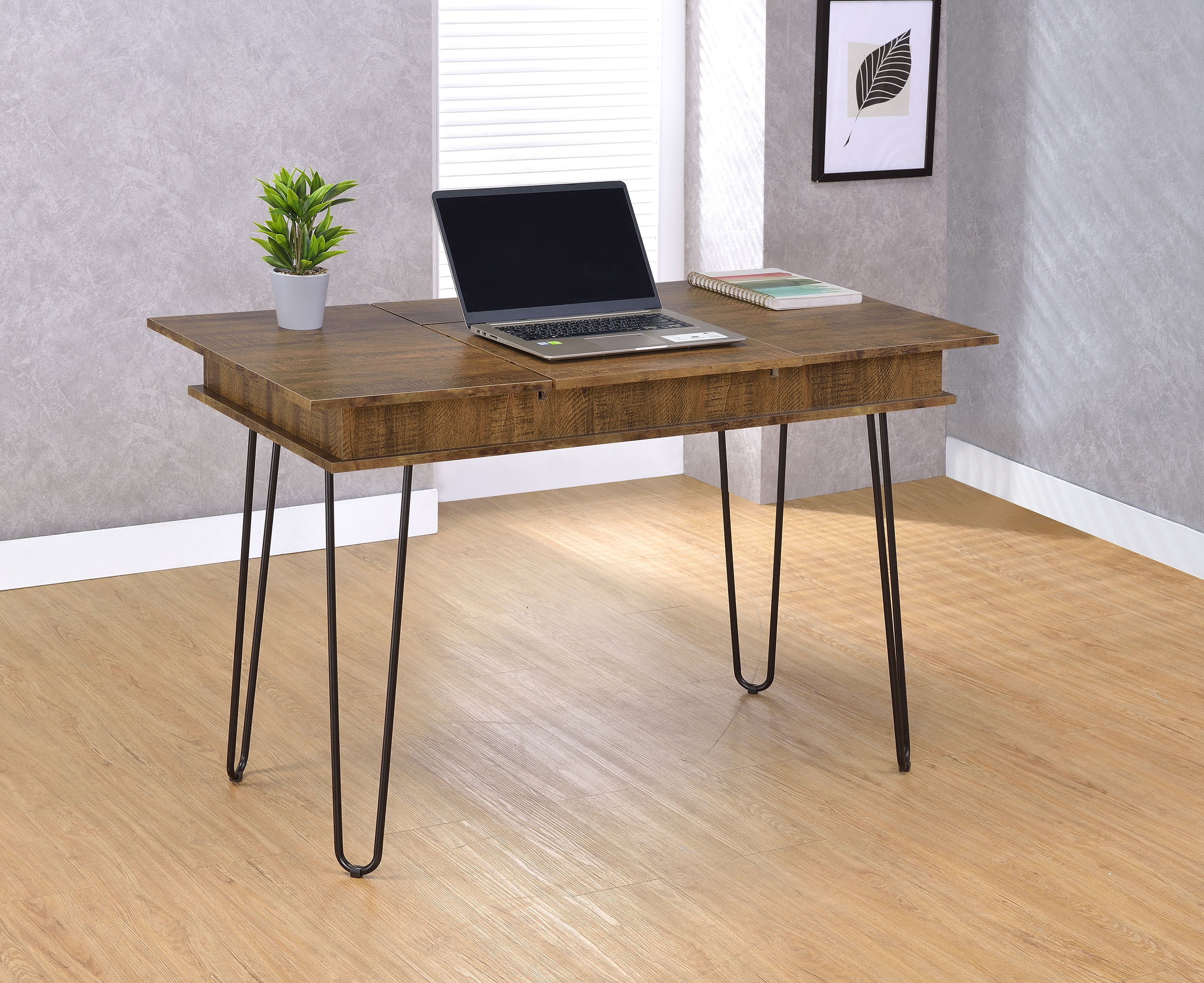 Sheeran 47-inch Writing Desk with Storage Rustic Amber — view 2