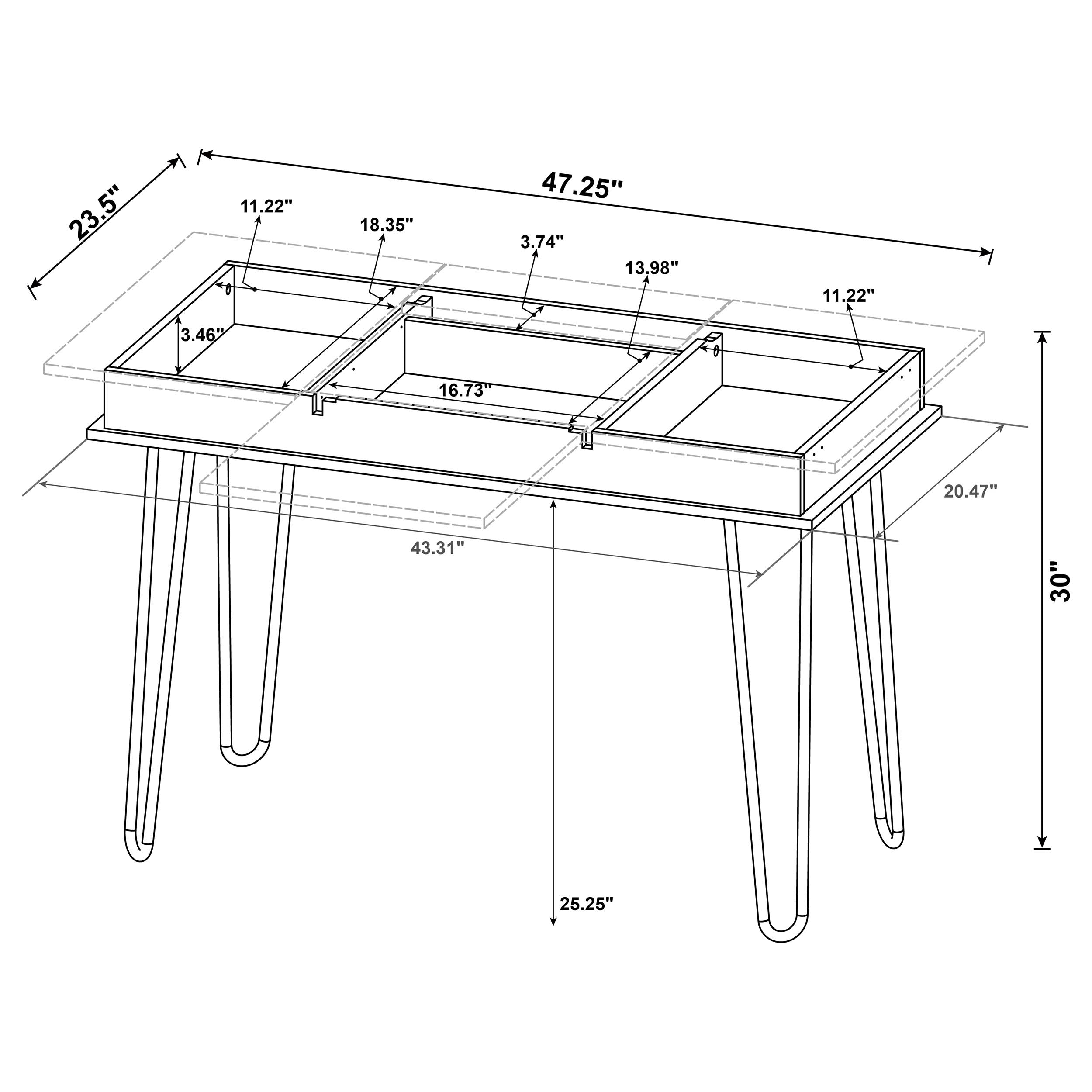 Sheeran 47-inch Writing Desk with Storage Rustic Amber — view 14
