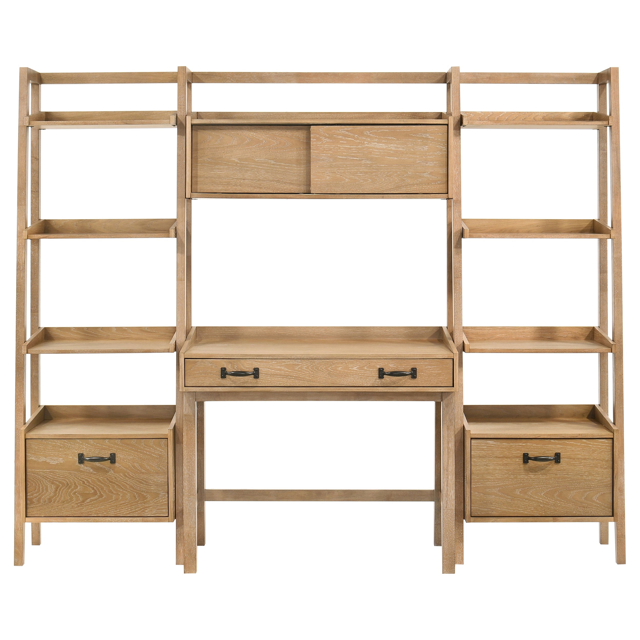 Fabian 4-piece Computer Desk and Bookshelf Set Distressed Light Brown — view 5