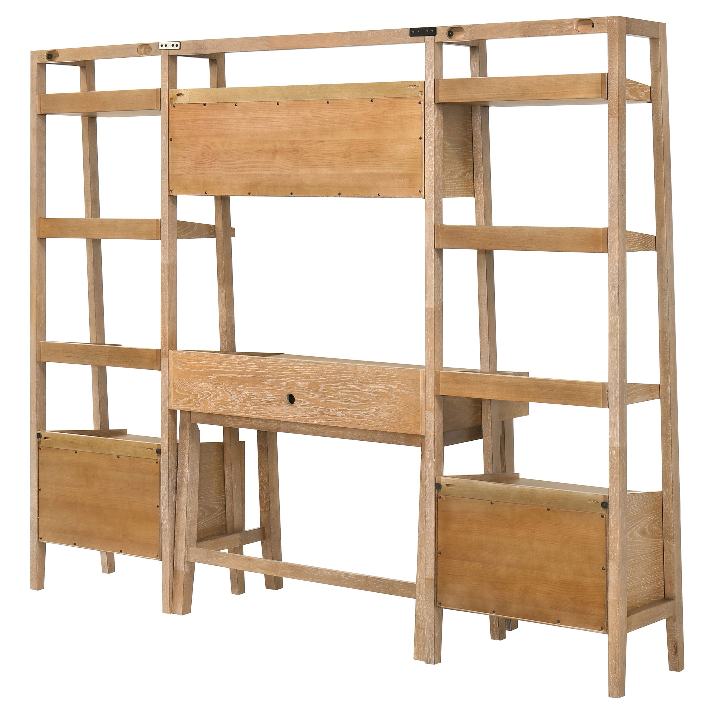 Fabian 4-piece Computer Desk and Bookshelf Set Distressed Light Brown — view 10