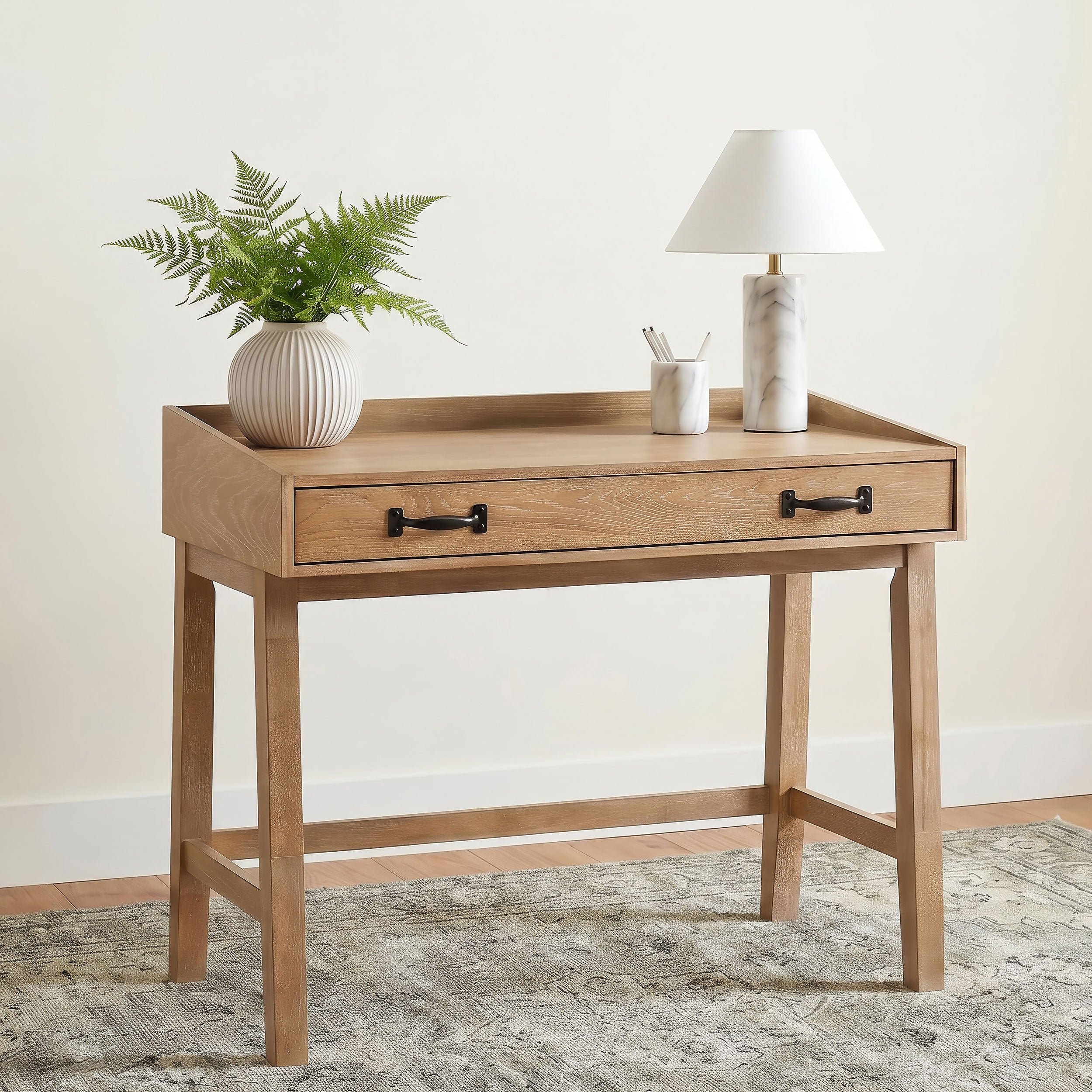 Fabian 38-inch Computer Desk with Keyboard Drawer Distressed Light Brown — view 2