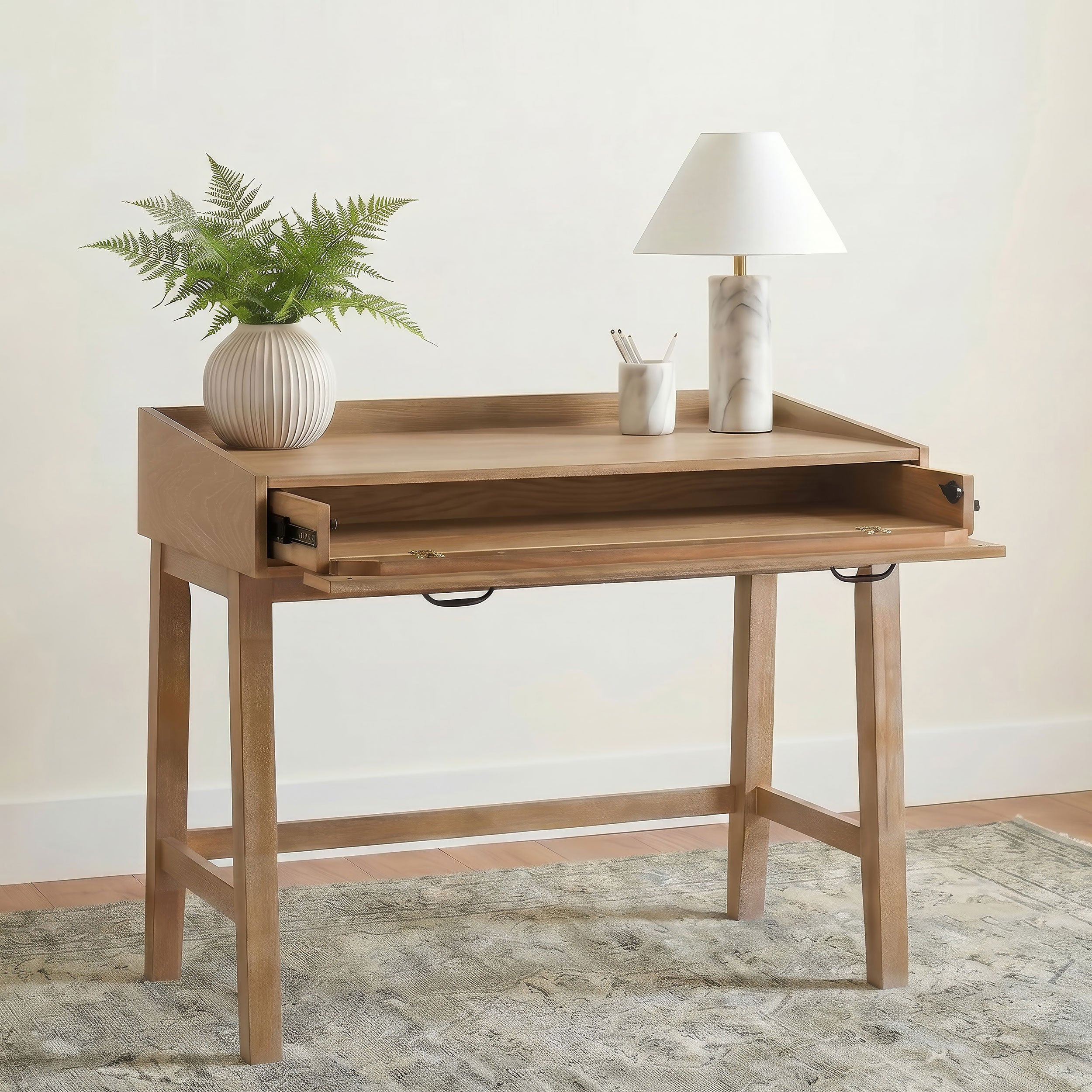 Fabian 38-inch Computer Desk with Keyboard Drawer Distressed Light Brown — view 3