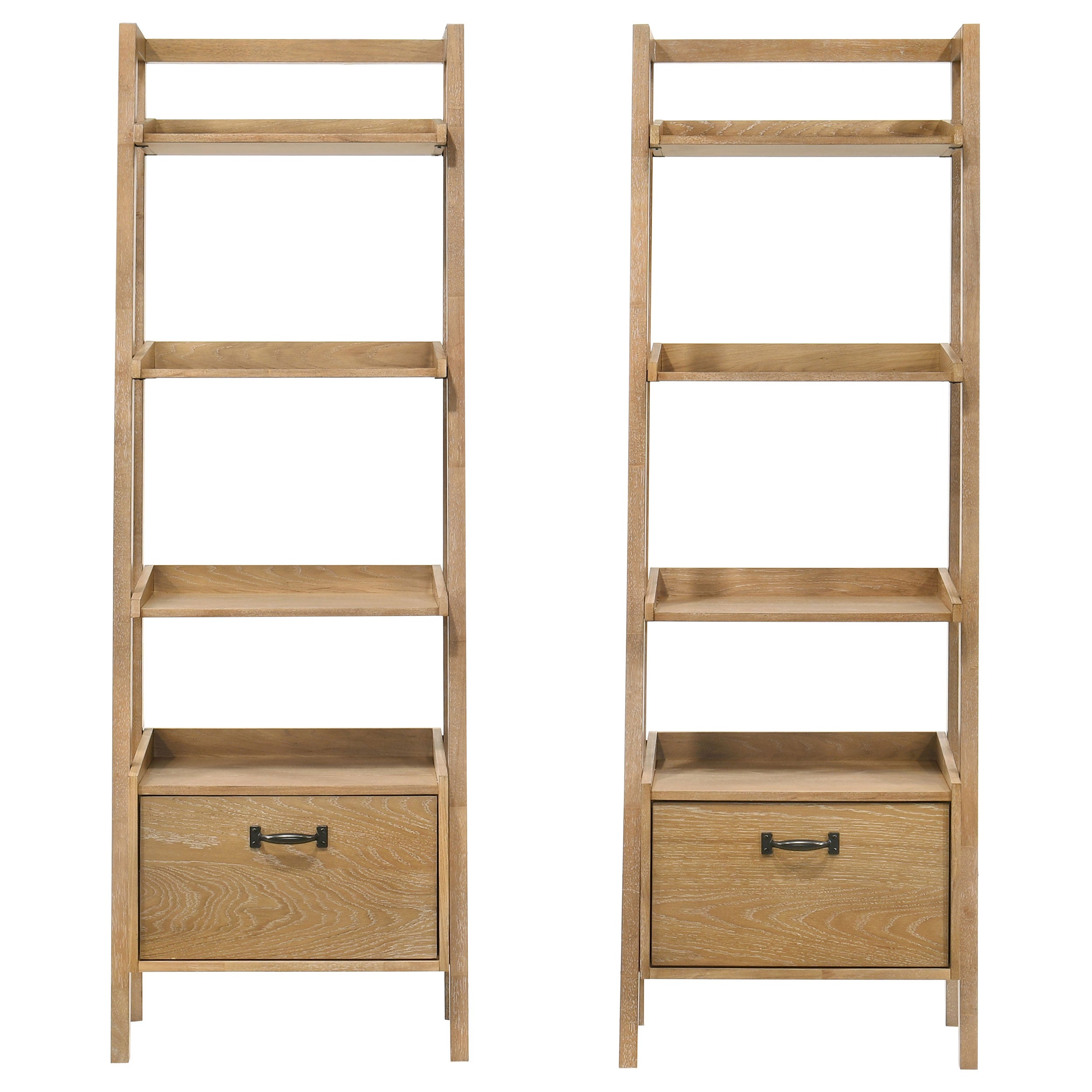 Fabian 2-piece 3-shelf Bookshelf with Drawer Distressed Light Brown — view 3