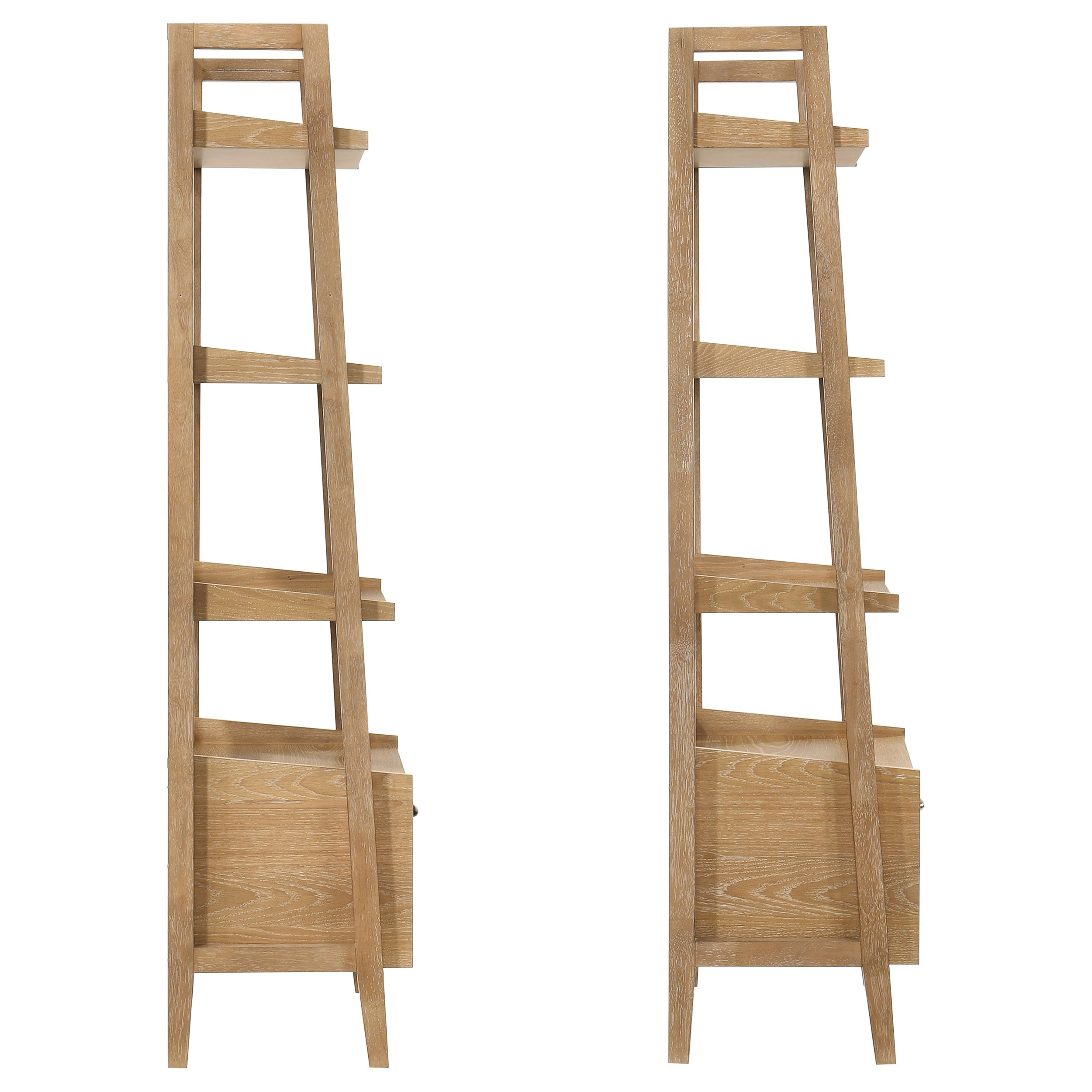 Fabian 2-piece 3-shelf Bookshelf with Drawer Distressed Light Brown — view 6