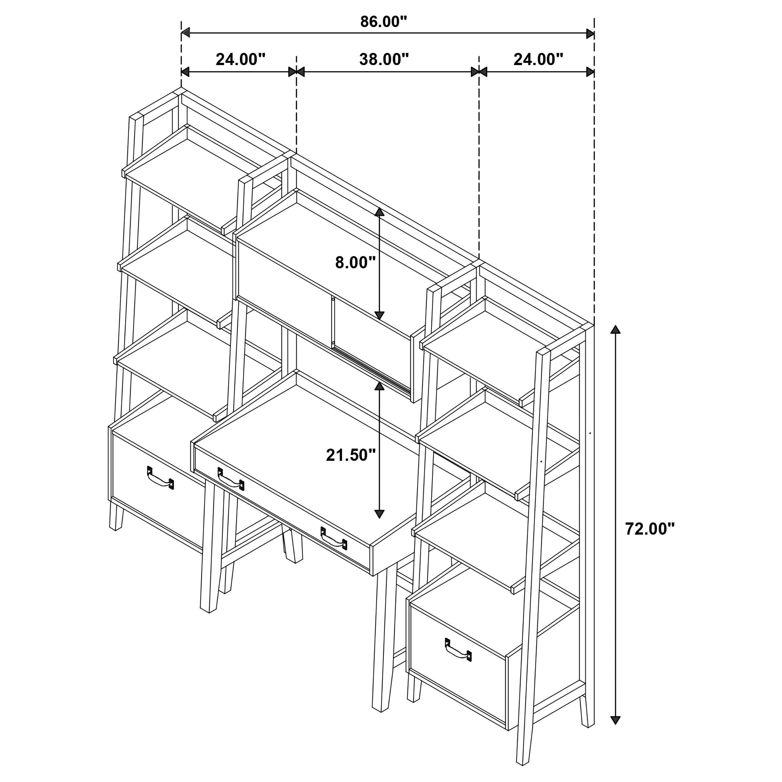 Fabian Bookshelf Bridge with Cubbies Distressed Light Brown — view 12