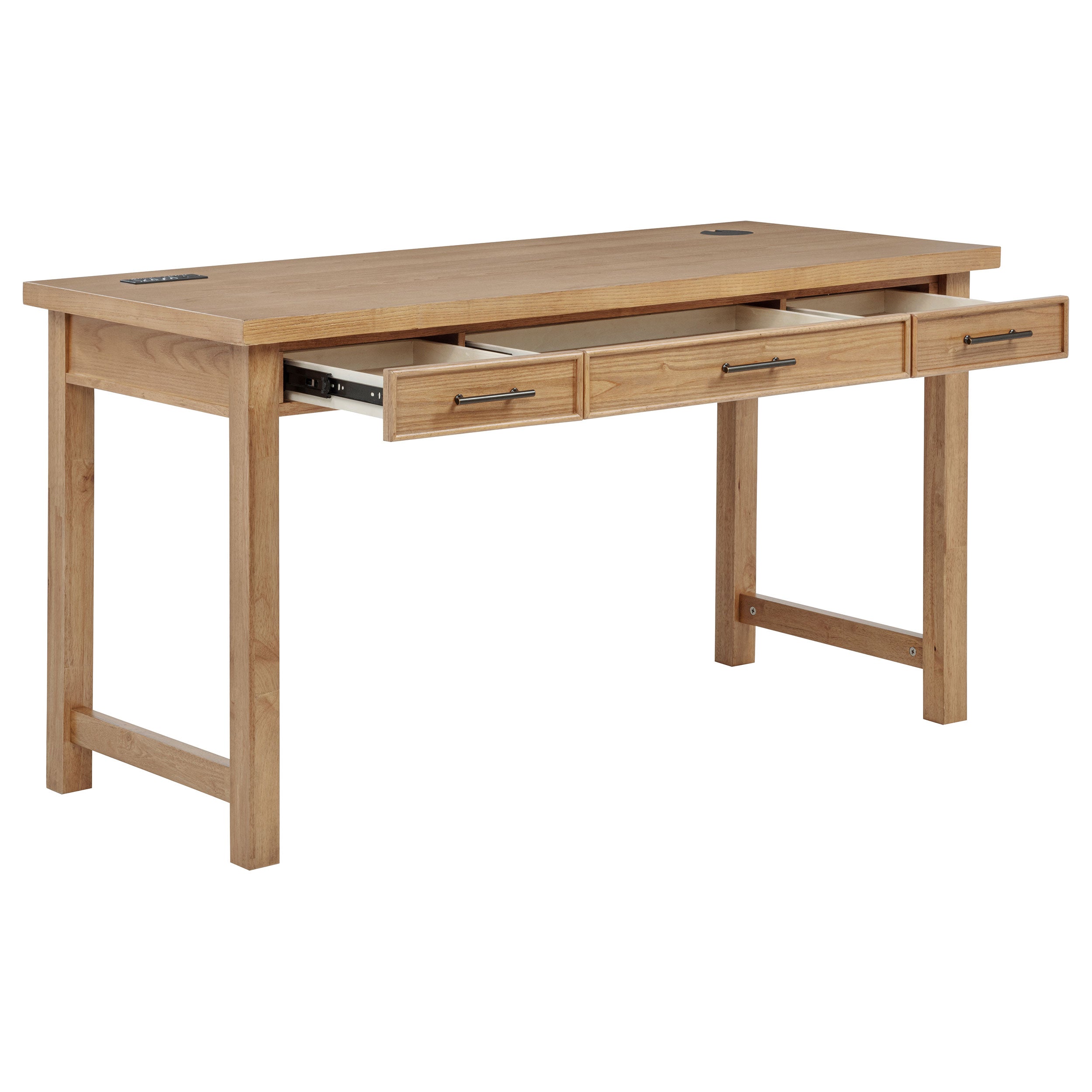Vermes 55-inch 3-drawer Writing Desk with Power Outlet Light Ash — view 4