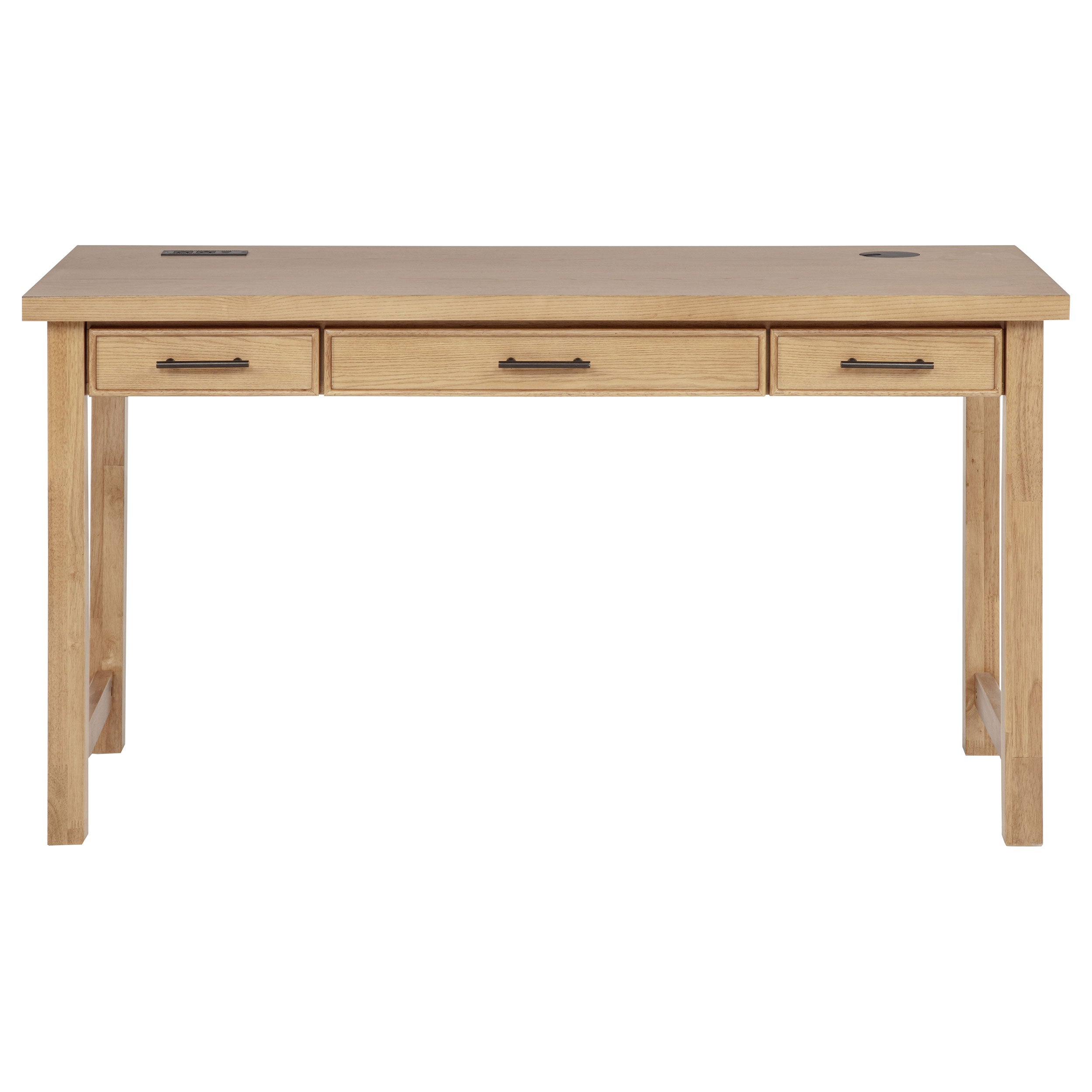Vermes 55-inch 3-drawer Writing Desk with Power Outlet Light Ash — view 5