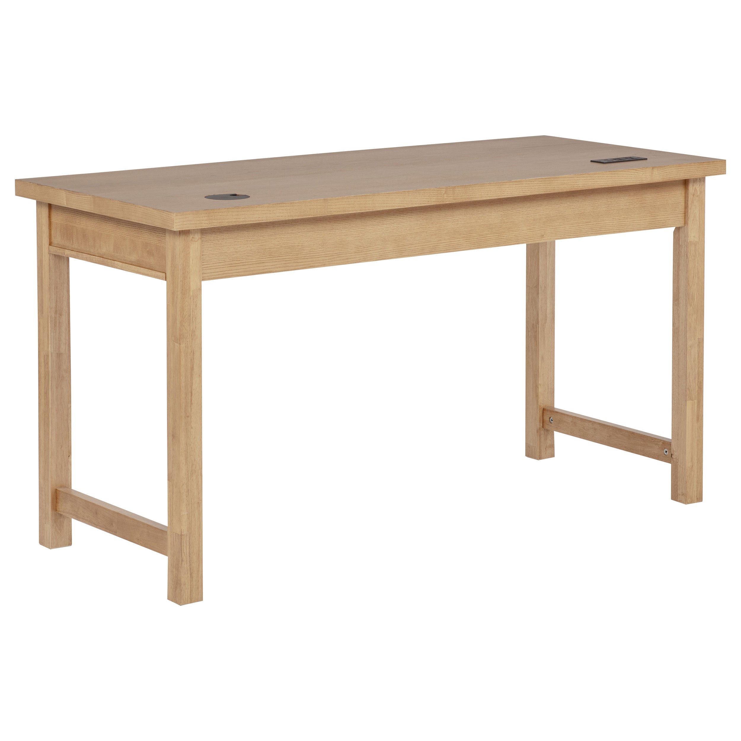 Vermes 55-inch 3-drawer Writing Desk with Power Outlet Light Ash — view 6