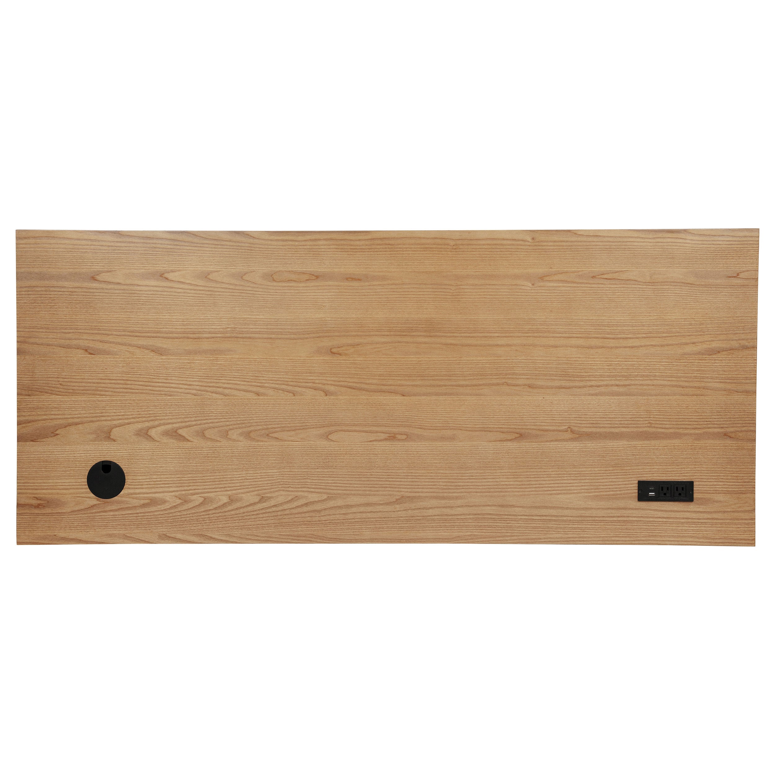 Vermes 66-inch 7-drawer Computer Desk with Power Outlet Light Ash — view 9