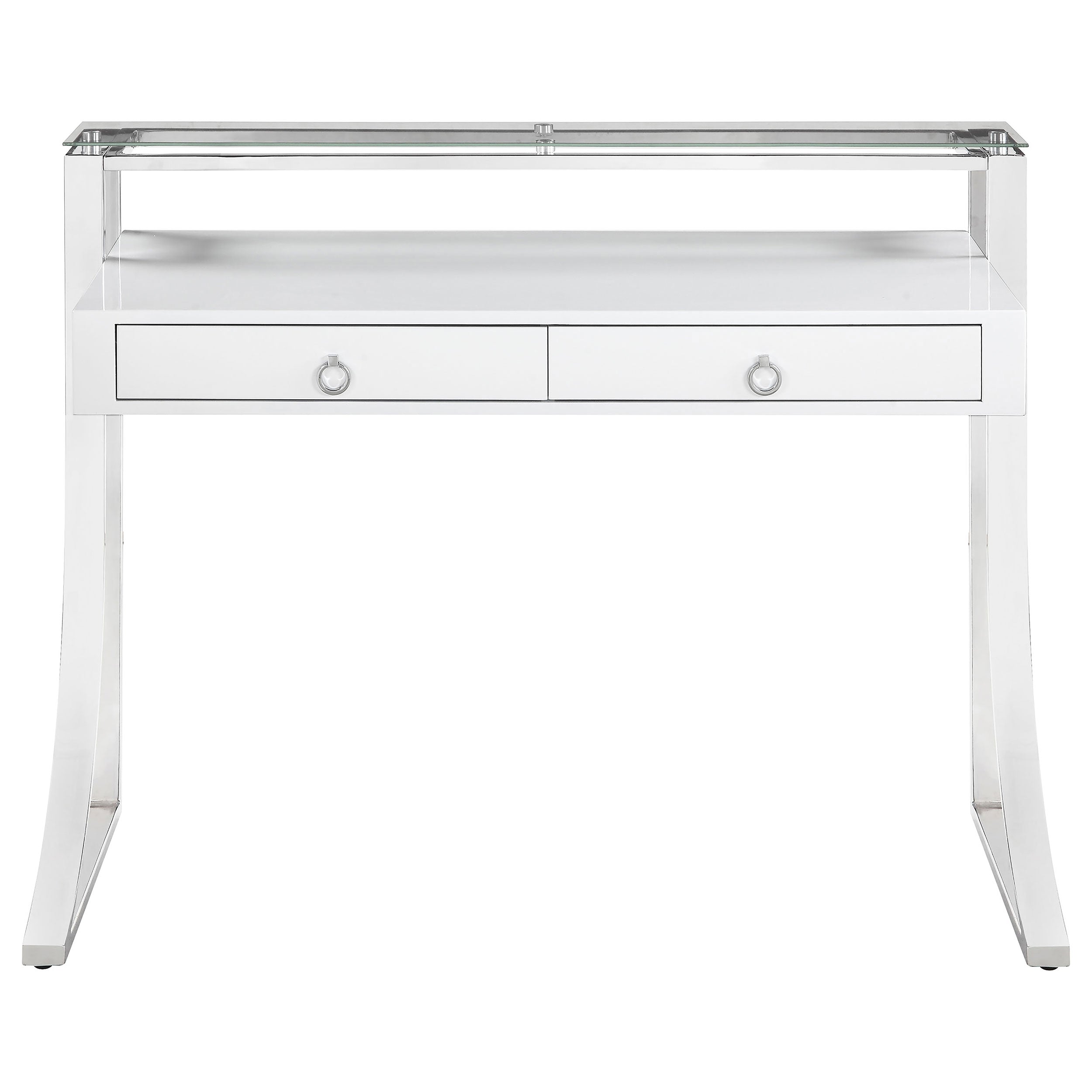 Gemma 48-inch 2-drawer Writing Desk White High Gloss — view 3