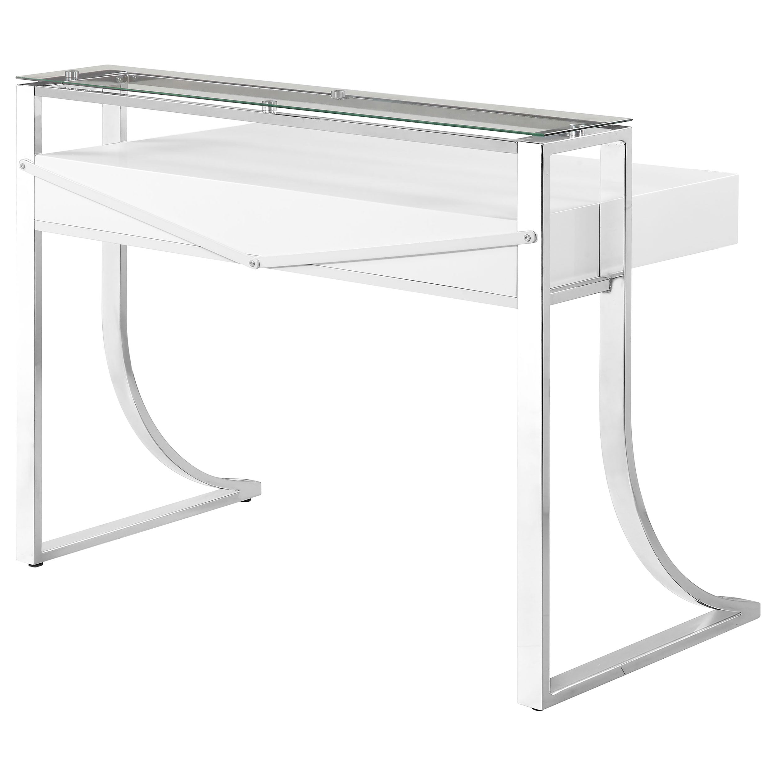 Gemma 48-inch 2-drawer Writing Desk White High Gloss — view 8