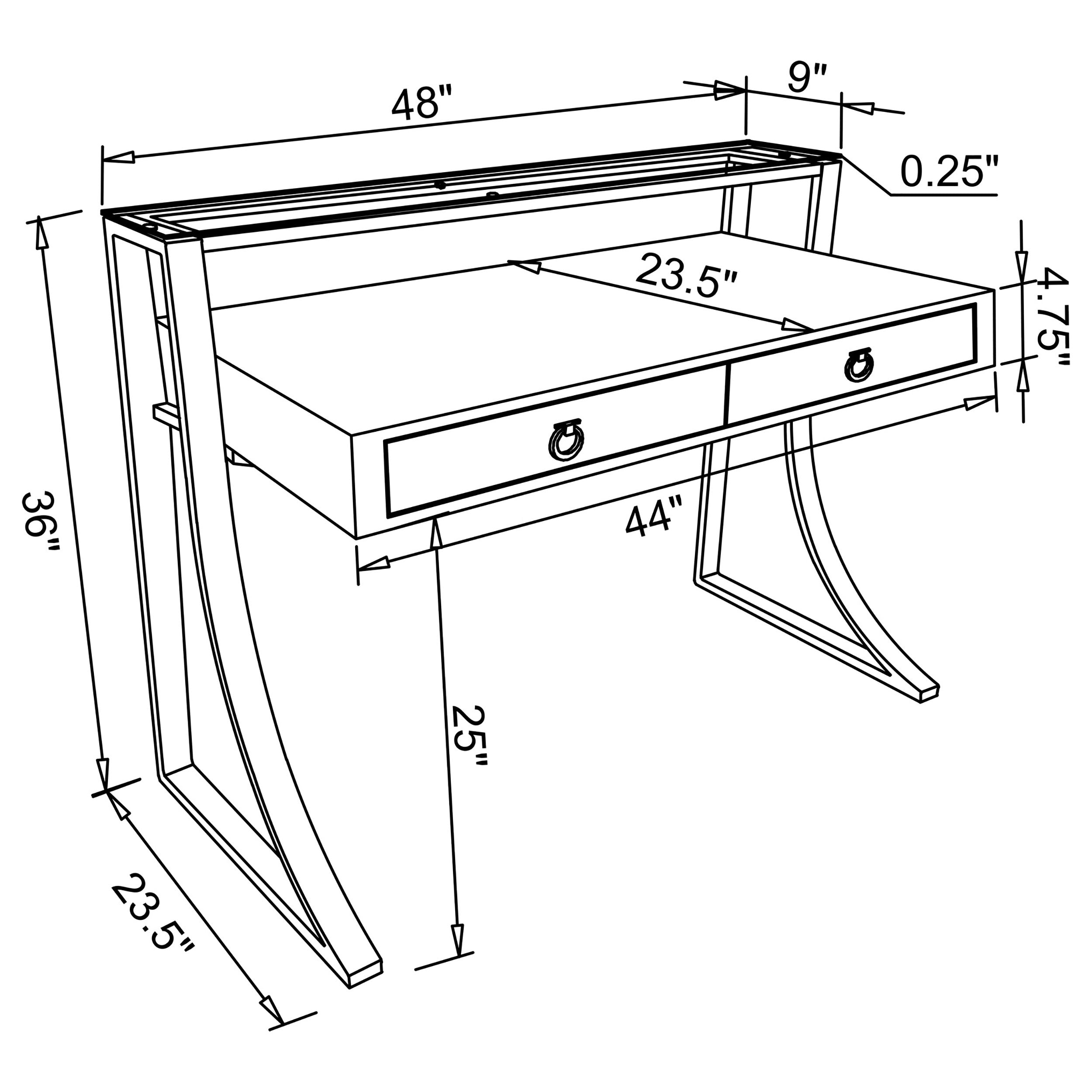 Gemma 48-inch 2-drawer Writing Desk White High Gloss — view 11