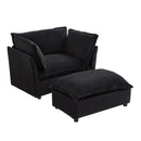 Modern Cozy Upholstered Armchair Sofa With Movable Ottoman