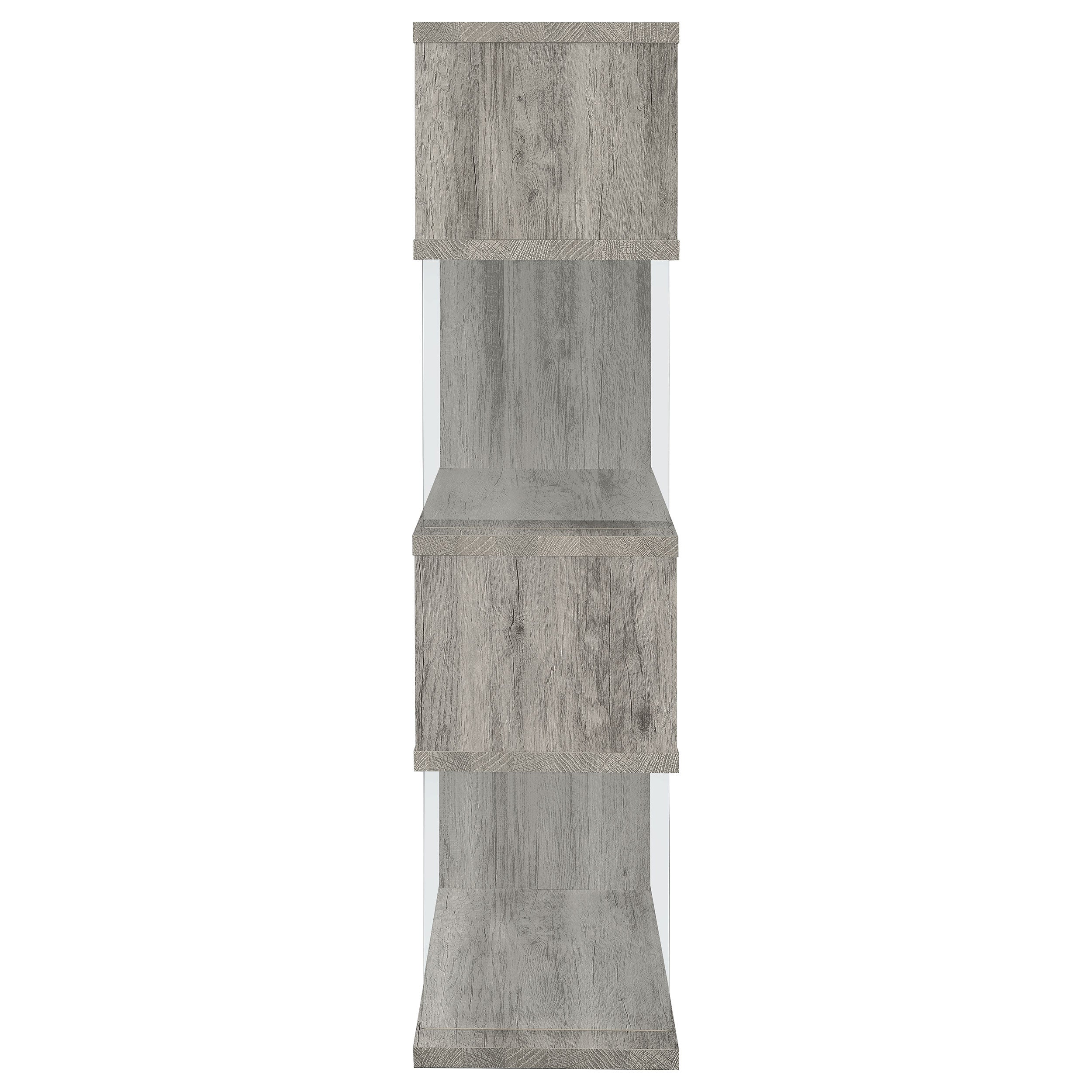 Emelle 63-inch 4-shelf Glass Panel Bookshelf Grey Driftwood — view 9