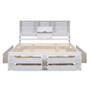Platform Bed With Storage Headboard And 8 Drawers