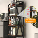 Bakers Rack Storage Shelves 4 Level Mental And Wooden Kitchen Shelves, Kitchen Organizers And Storage, For Garage, Pantry, Bathroom, Closet - Black / Black Brown